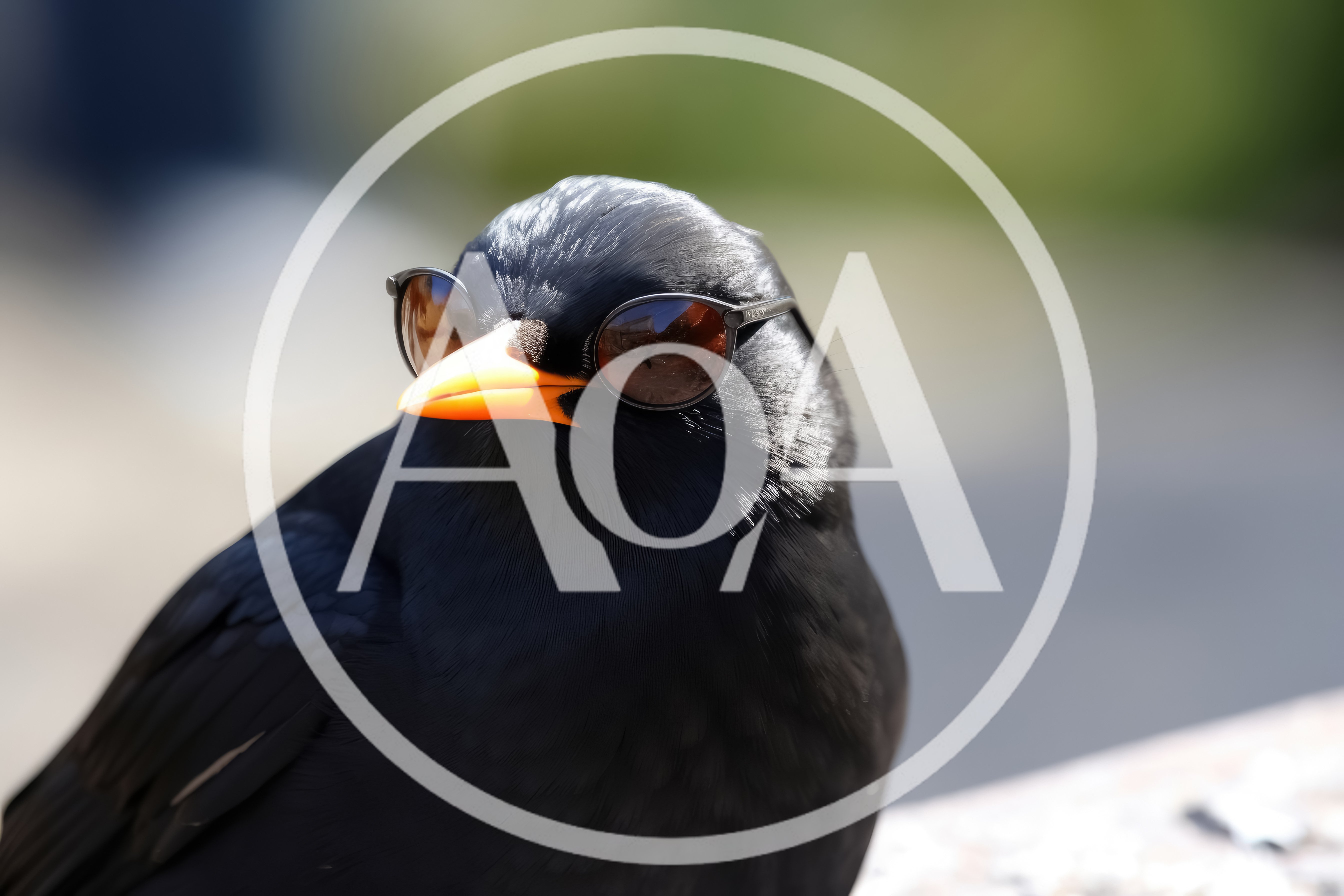 Black Bird Wearing Miniature Sunglasses