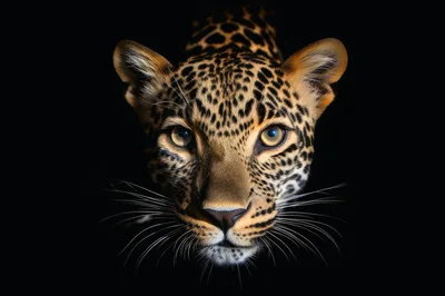 Close Up Portrait Of A Leopard Face