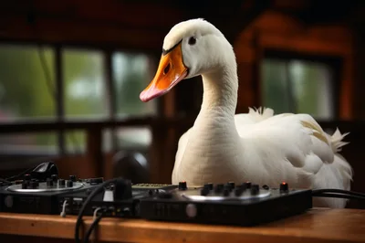 White Swan DJ Performing On Professional Audio Mixer