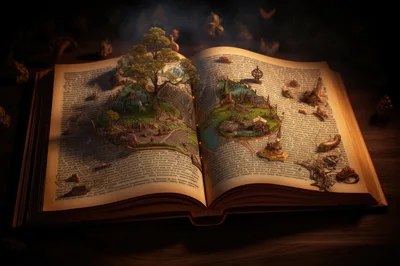 Magical Pop Up Book With Miniature Fantasy Landscape