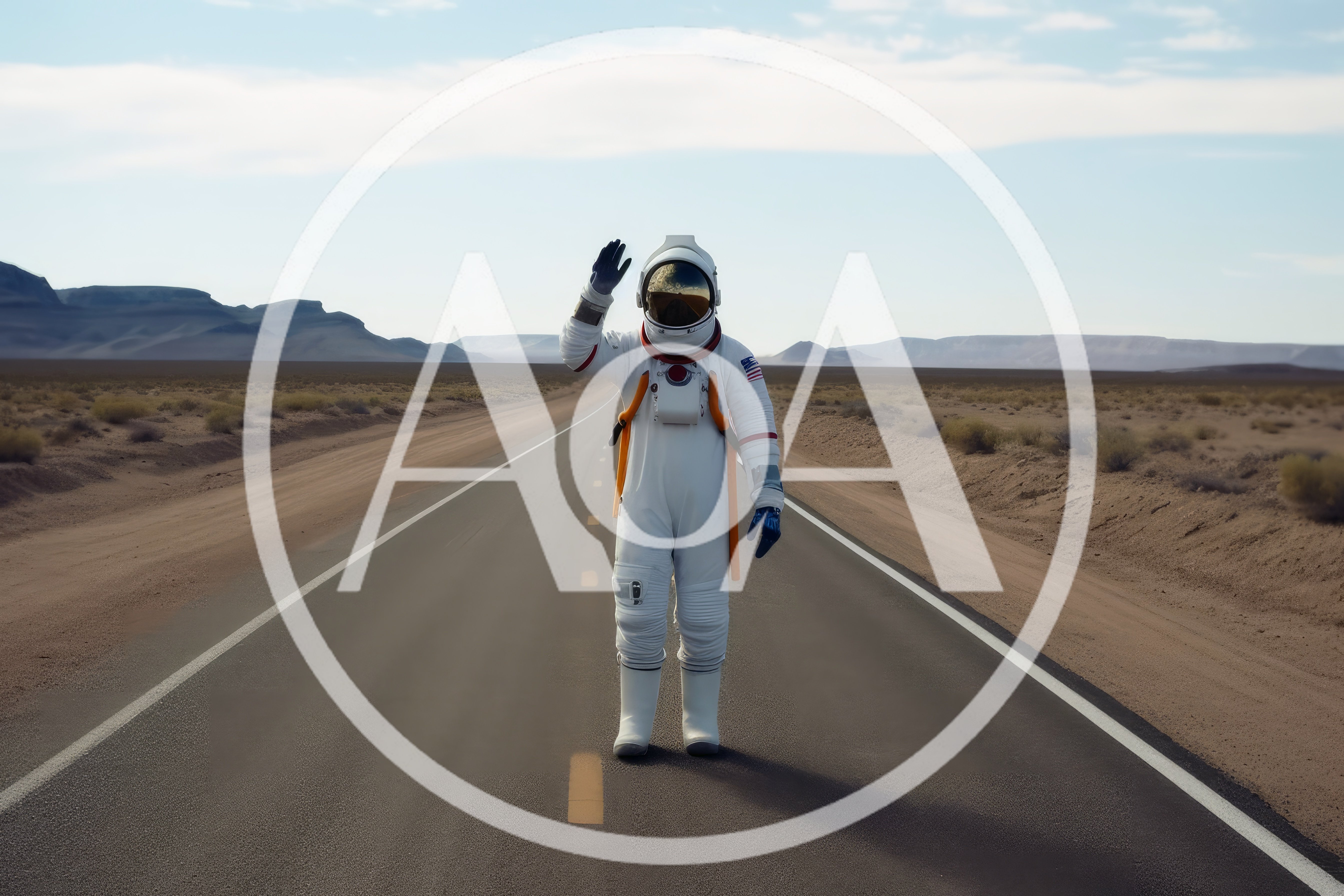 Astronaut Standing On A Desert Highway