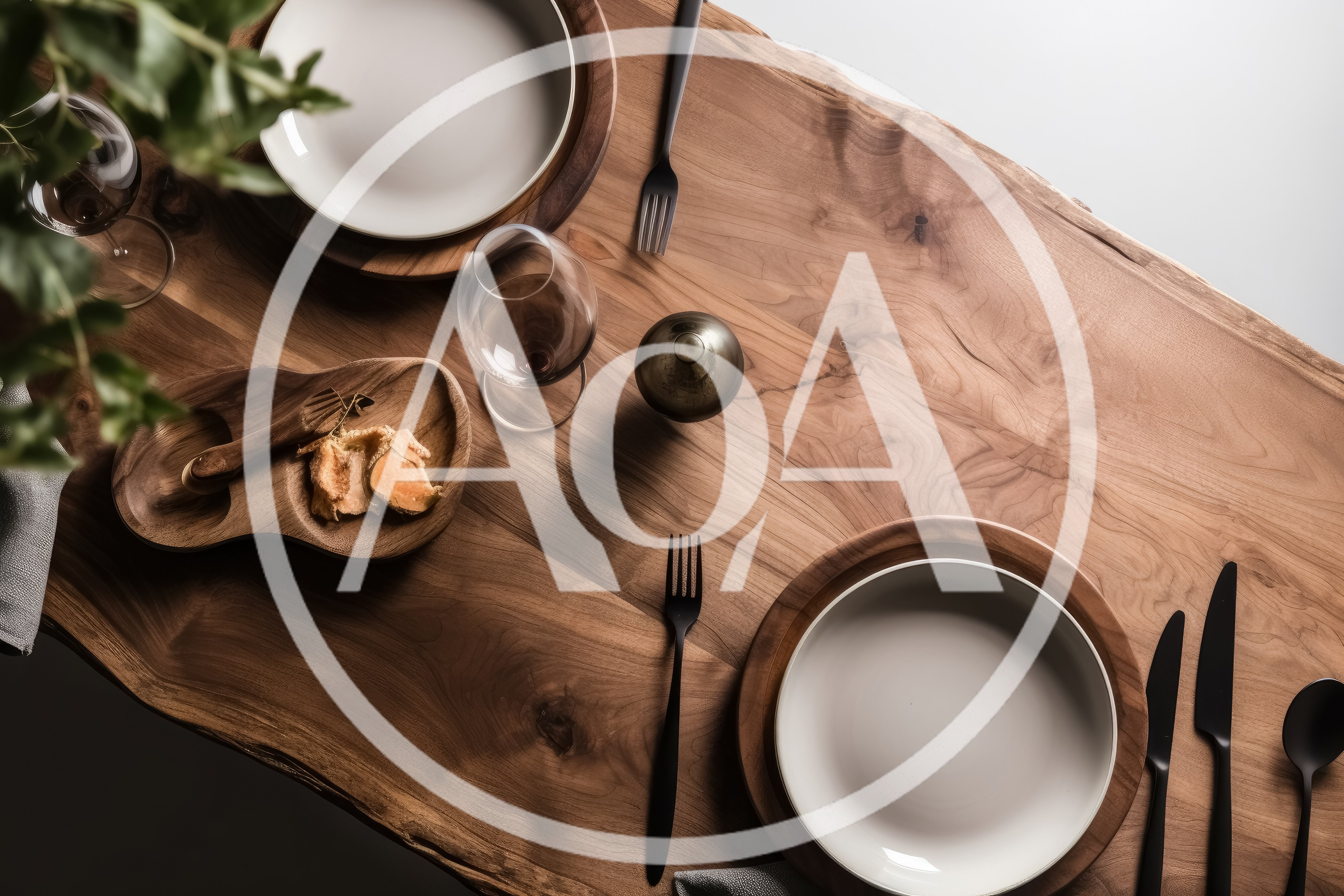 Elegant Table Setting On A Live Edge Wooden Table