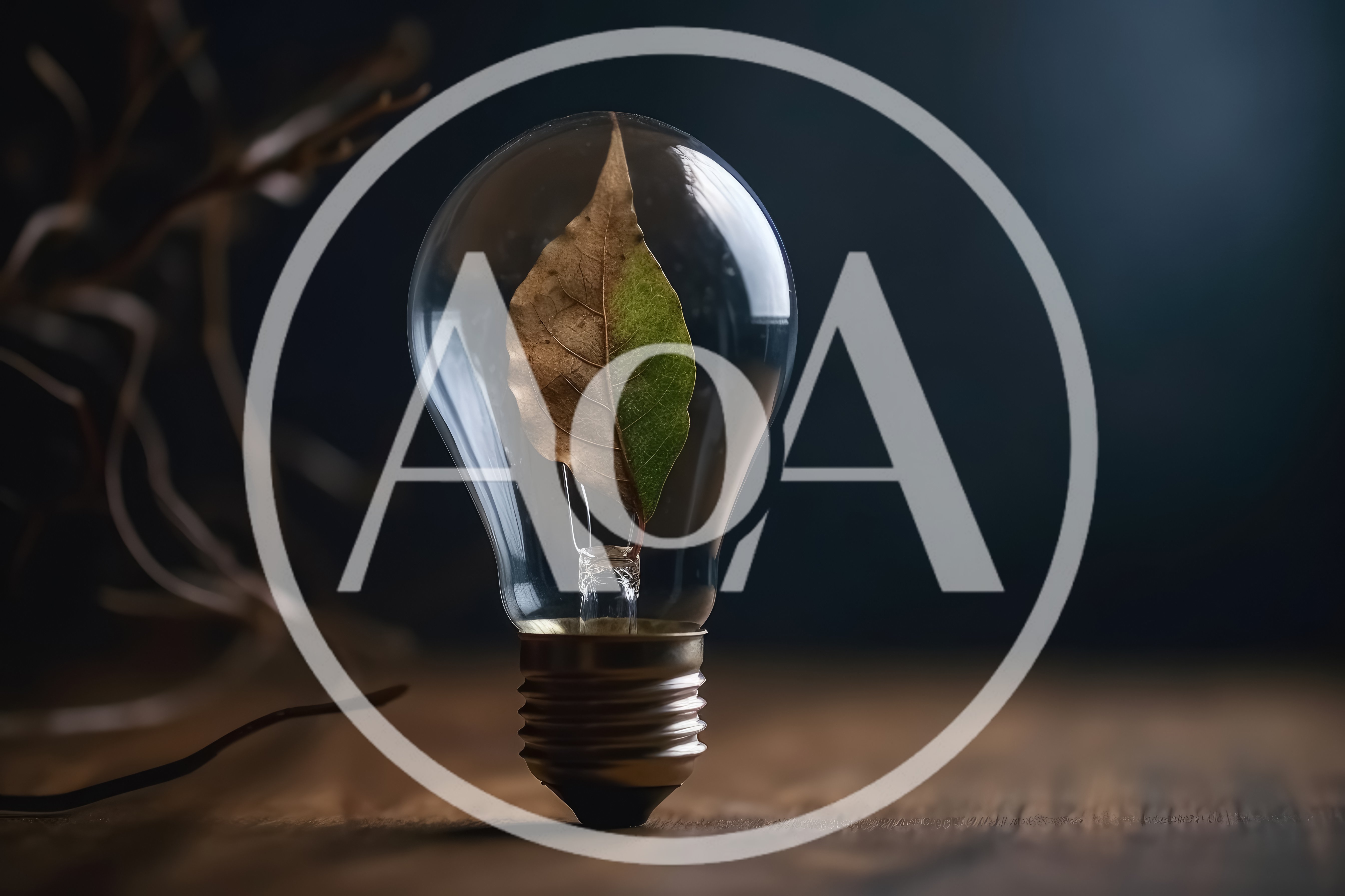 Half Green Half Brown Leaf Inside Light Bulb