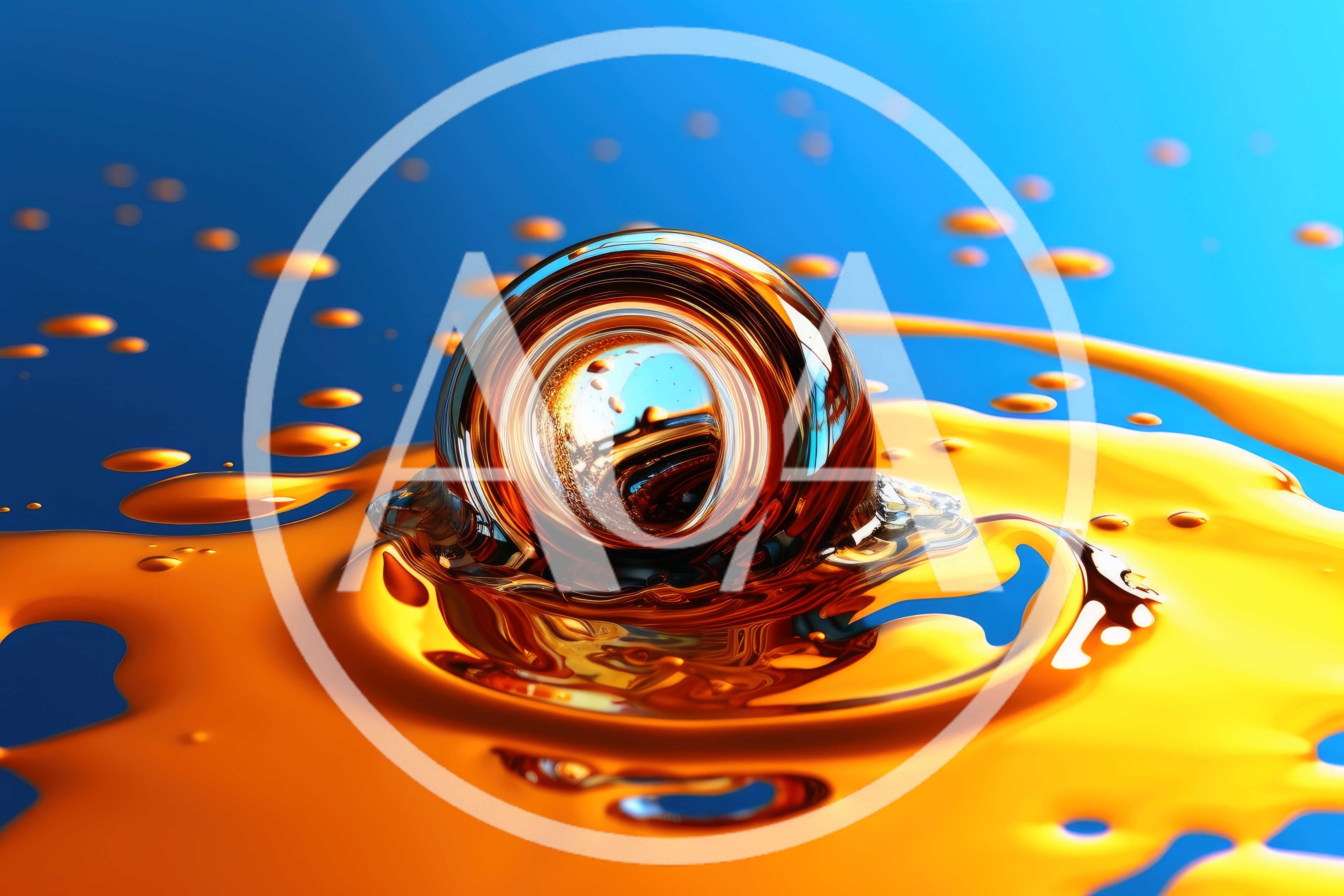 Abstract Liquid Gold Sphere Impacting Surface