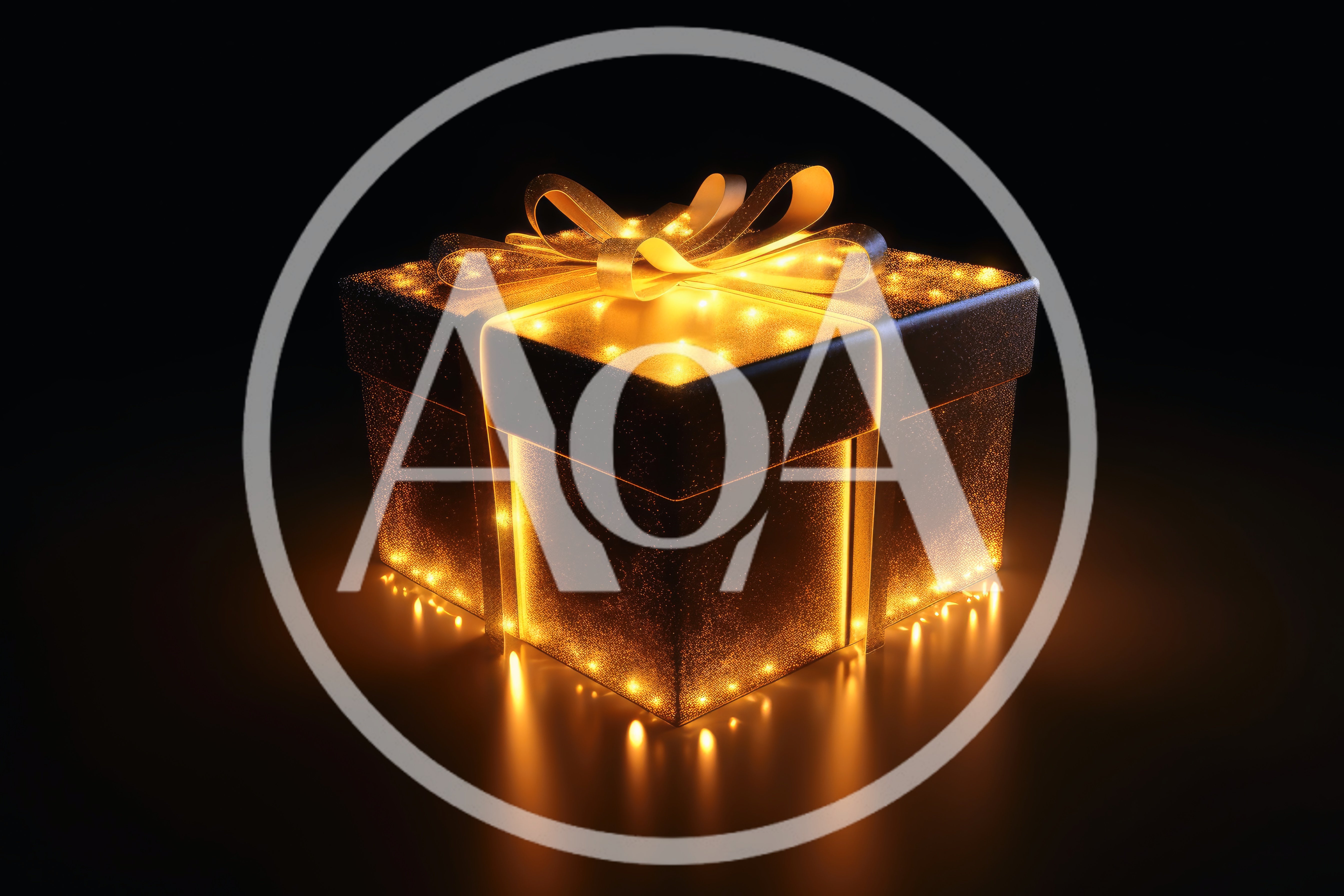 Glowing Golden Gift Box With Ribbon
