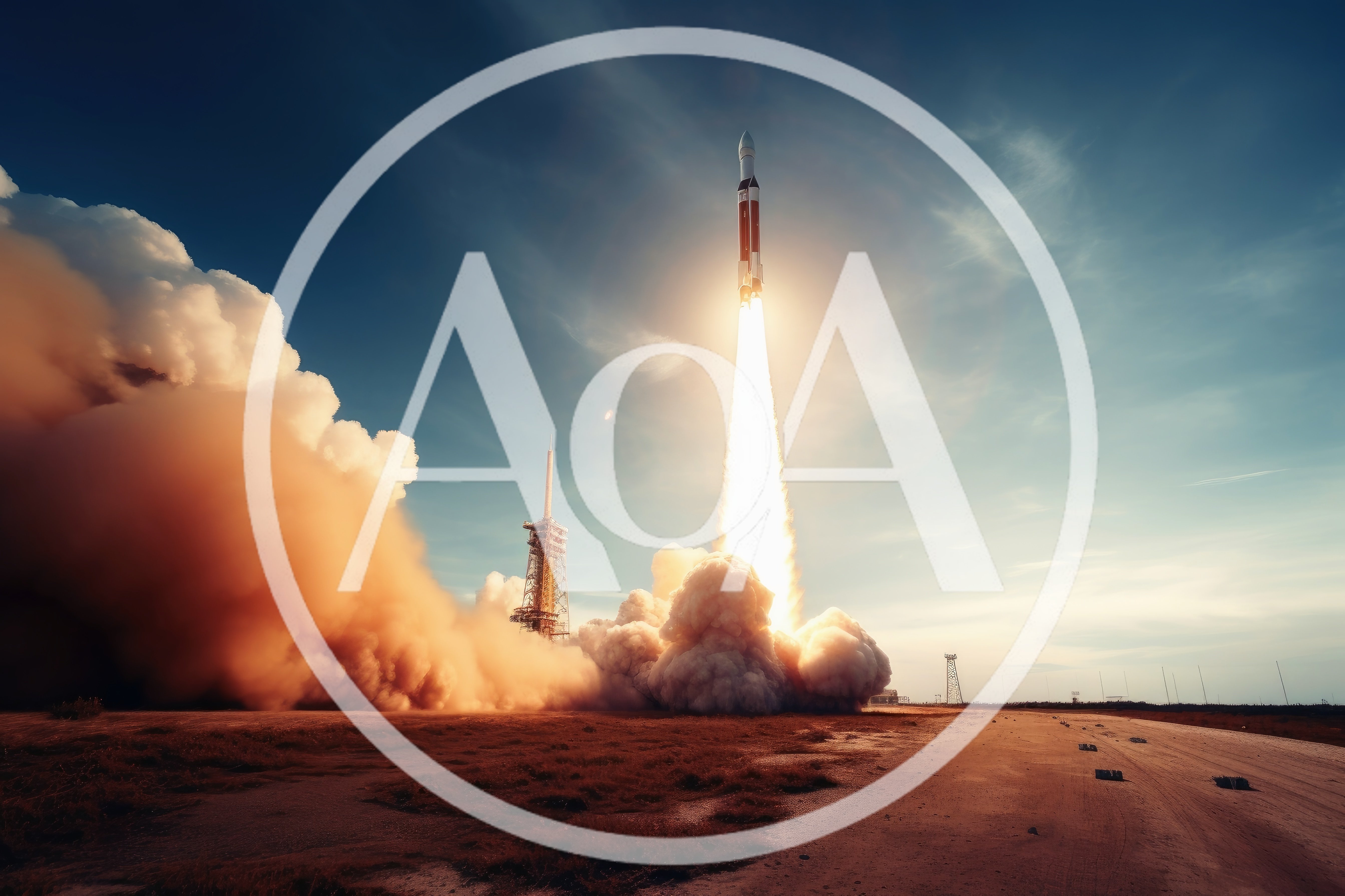 Space Rocket Launching Into The Sky