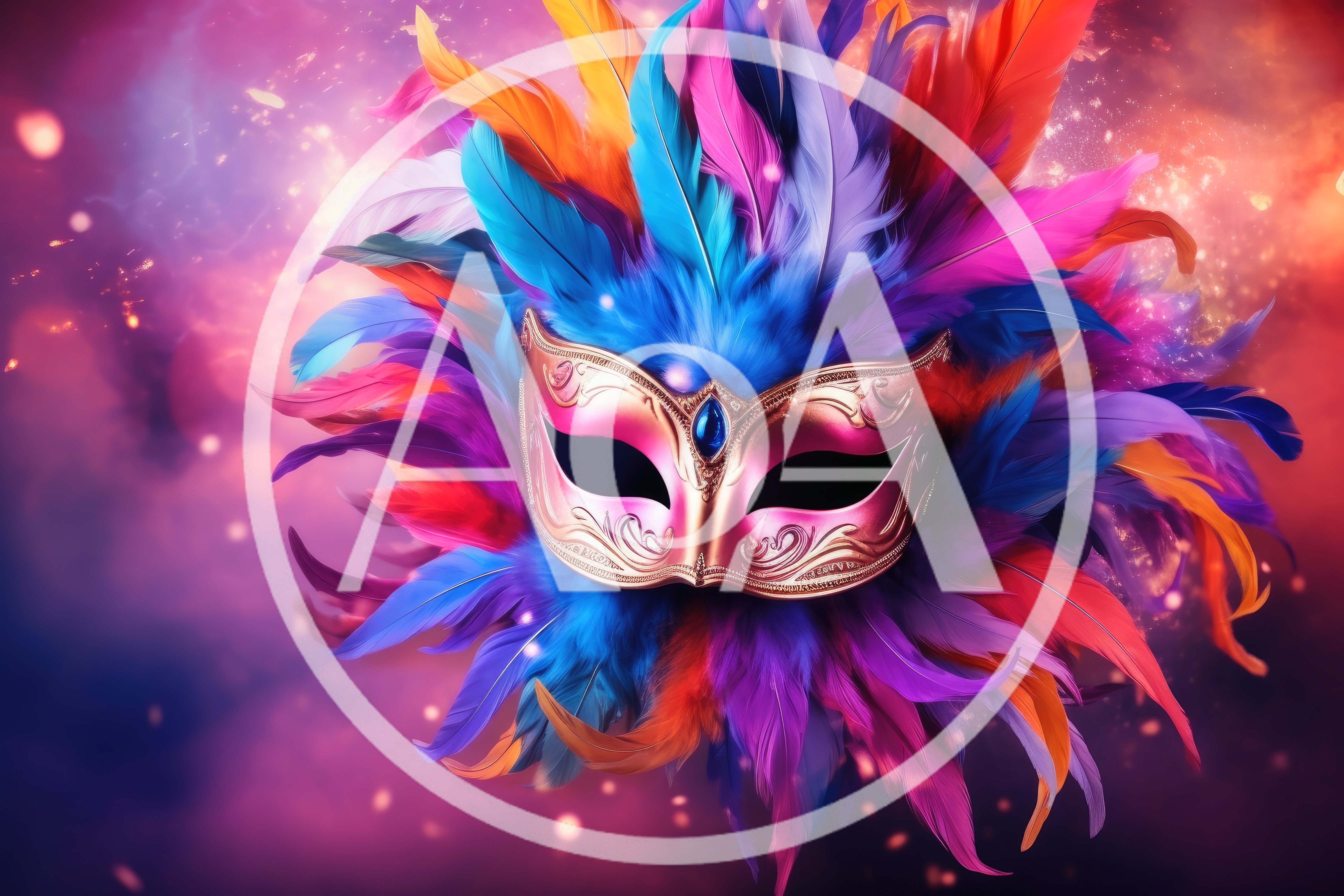 Ornate Venetian Masquerade Mask With Vibrant Colorful Feathers