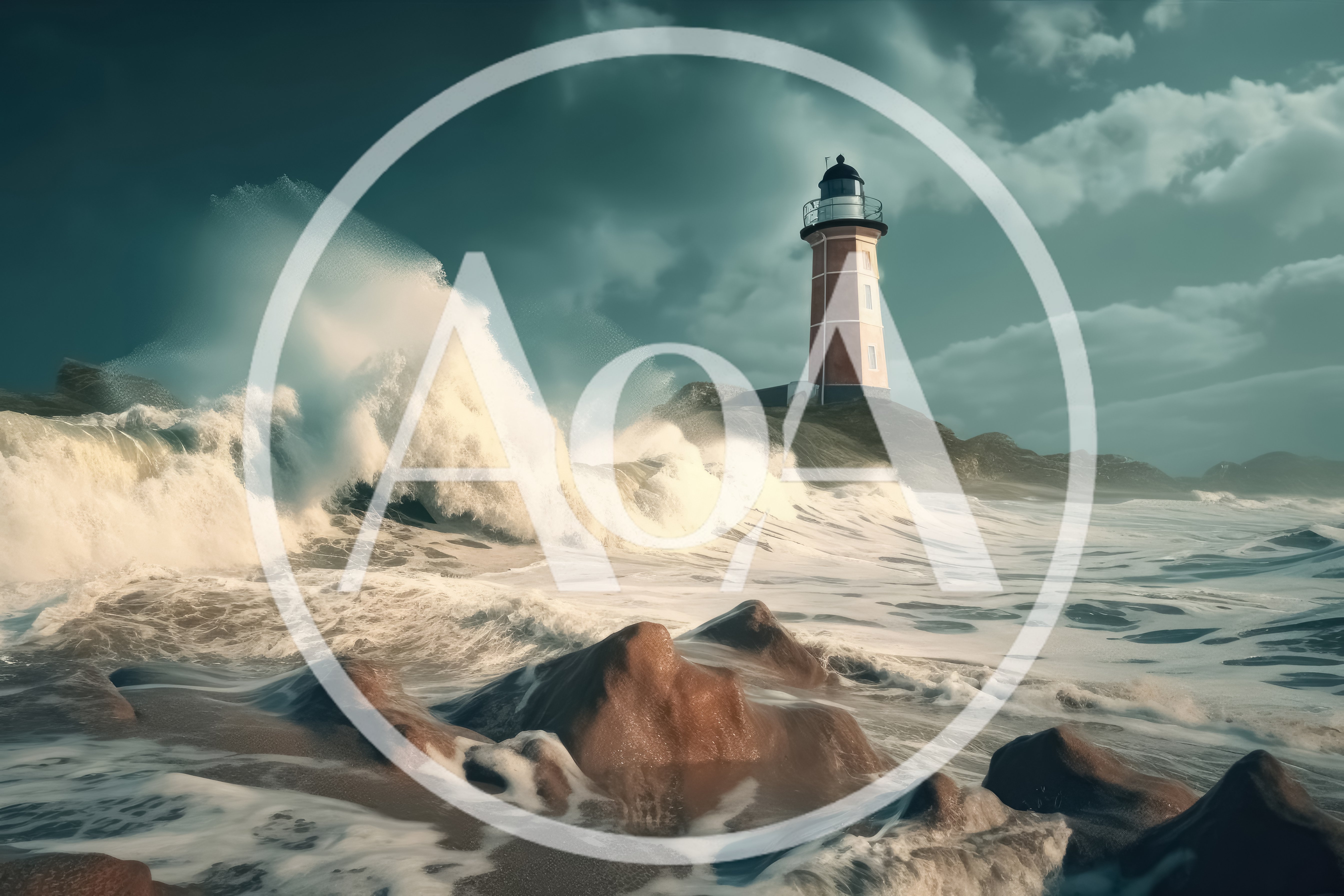 Lighthouse Standing Against Crashing Ocean Waves