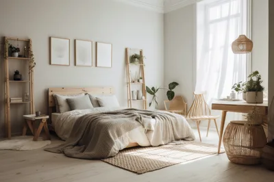 Modern Minimalist Bedroom Interior With Natural Decor
