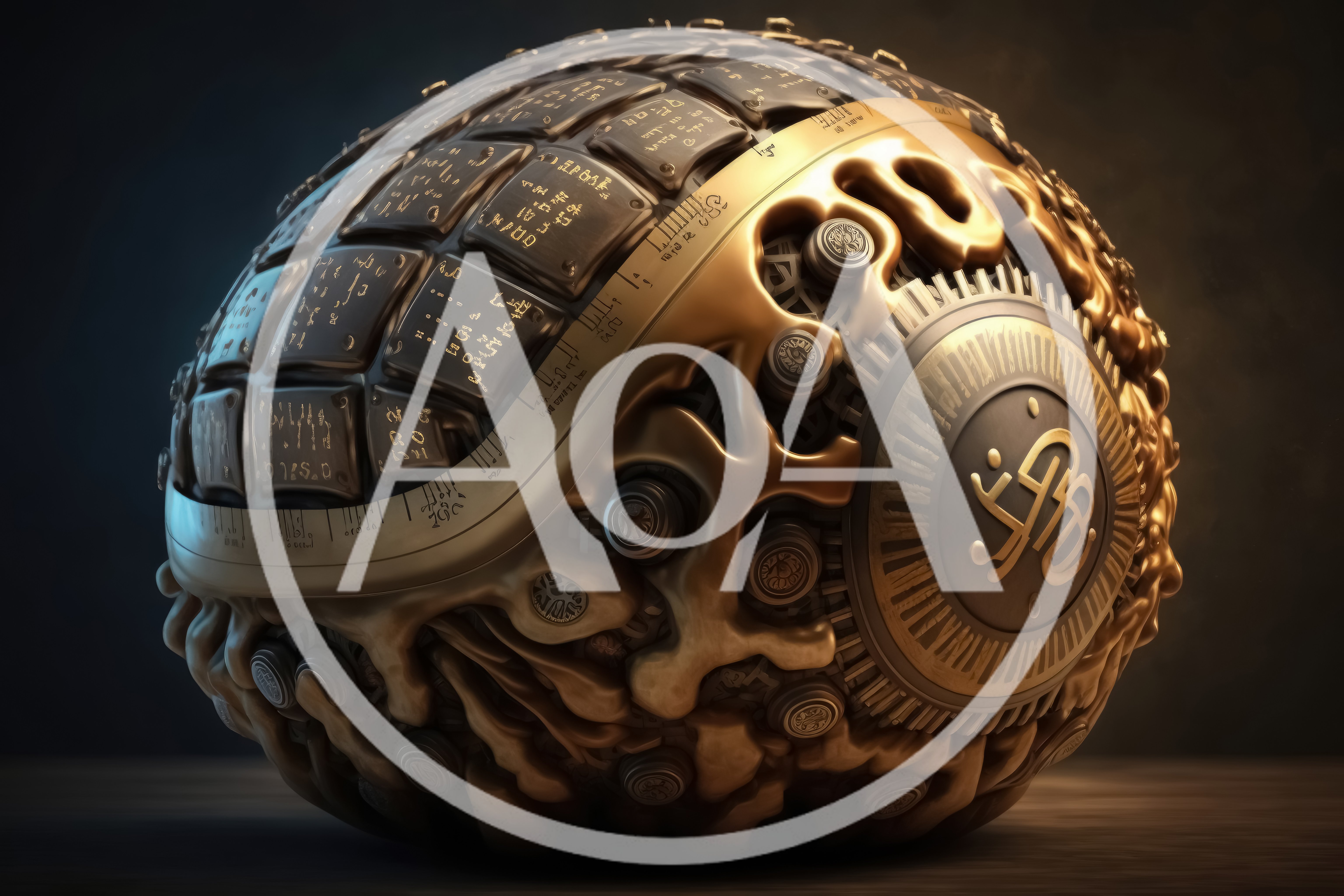 Steampunk Mechanical Sphere With Ancient Inscriptions