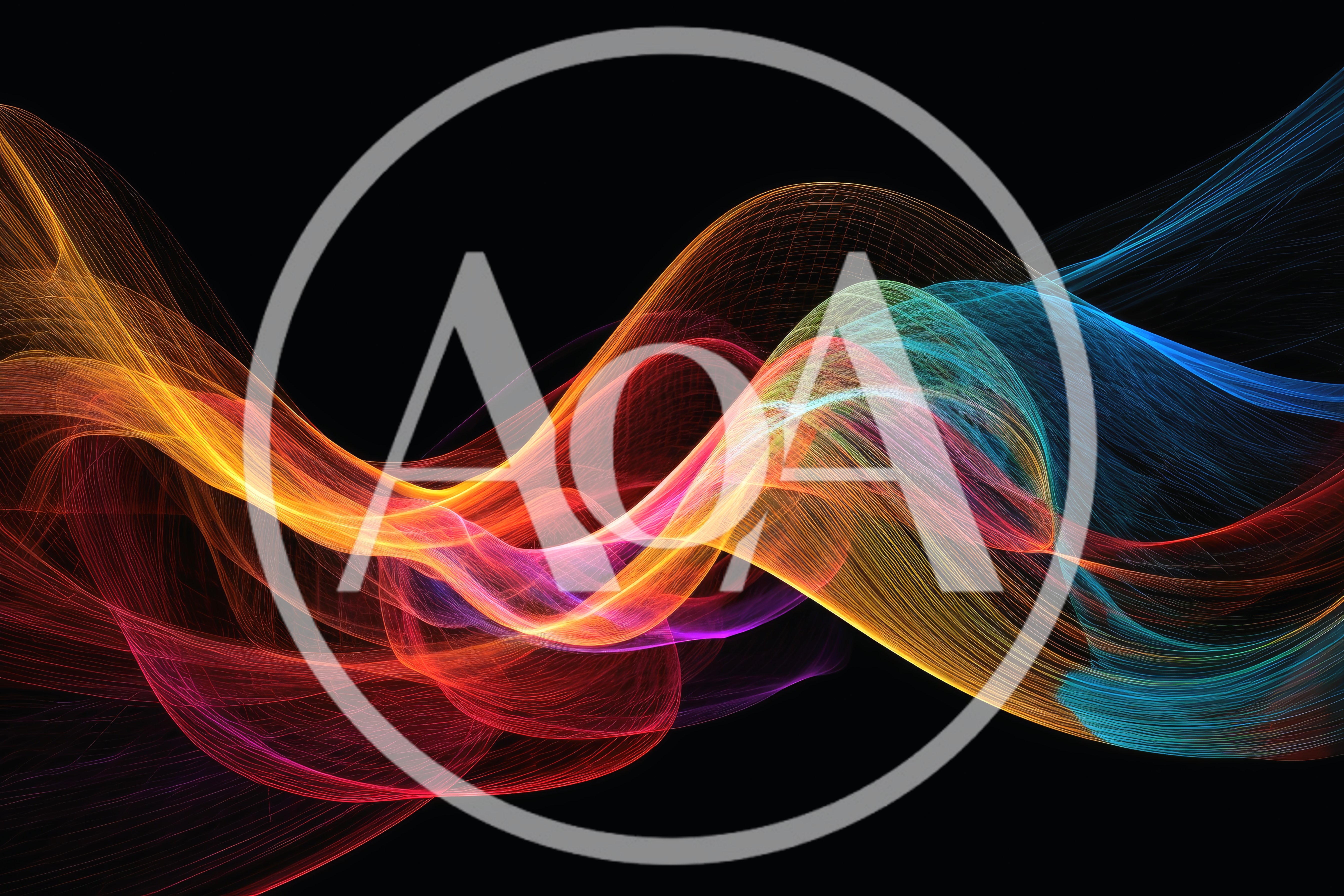 Abstract Colorful Light Waves Flowing On Black Background