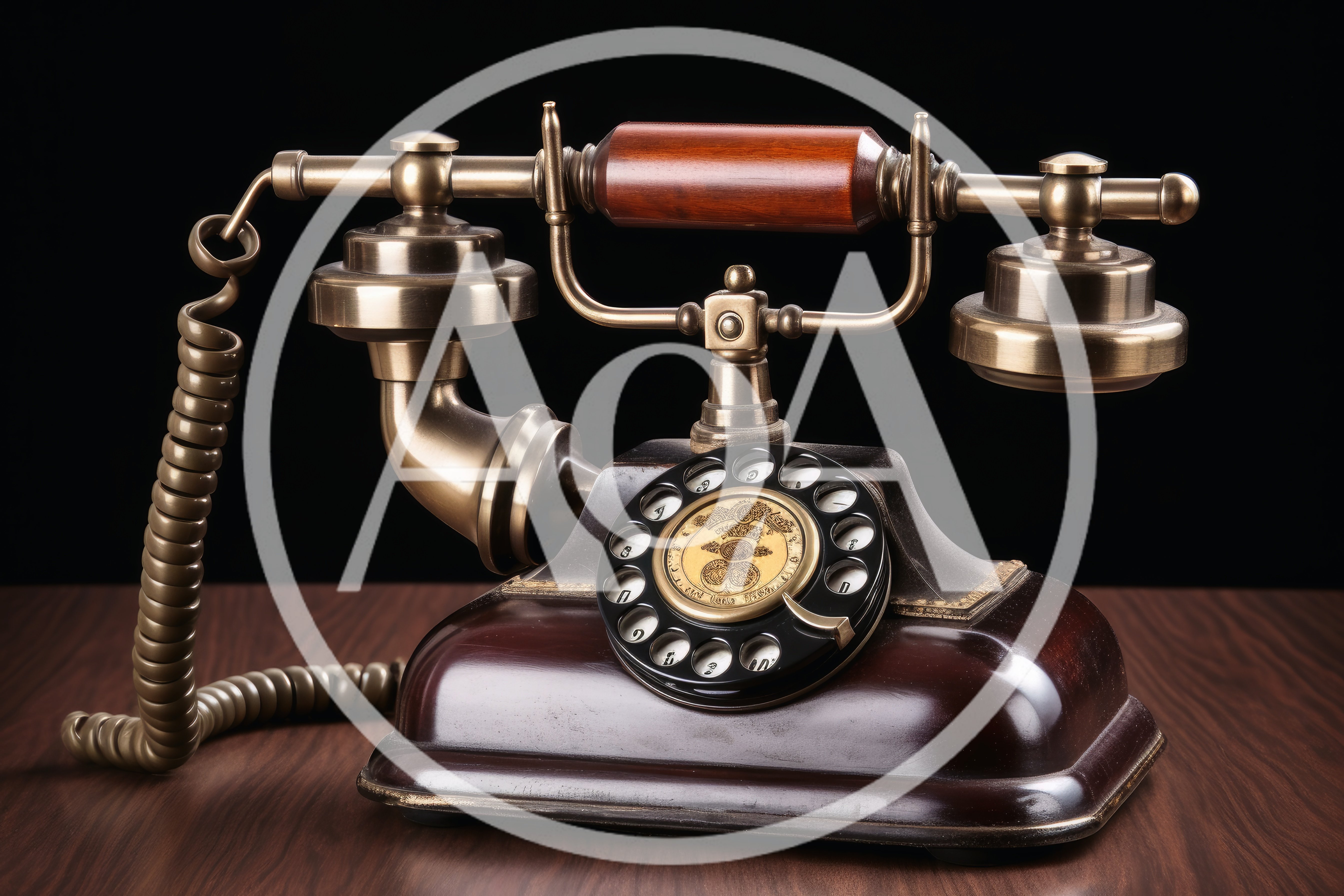 Vintage Antique Rotary Telephone On Wooden Table