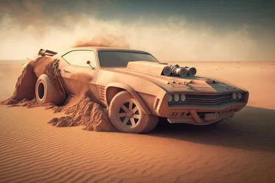 Modified Muscle Car Stuck In Desert Sand