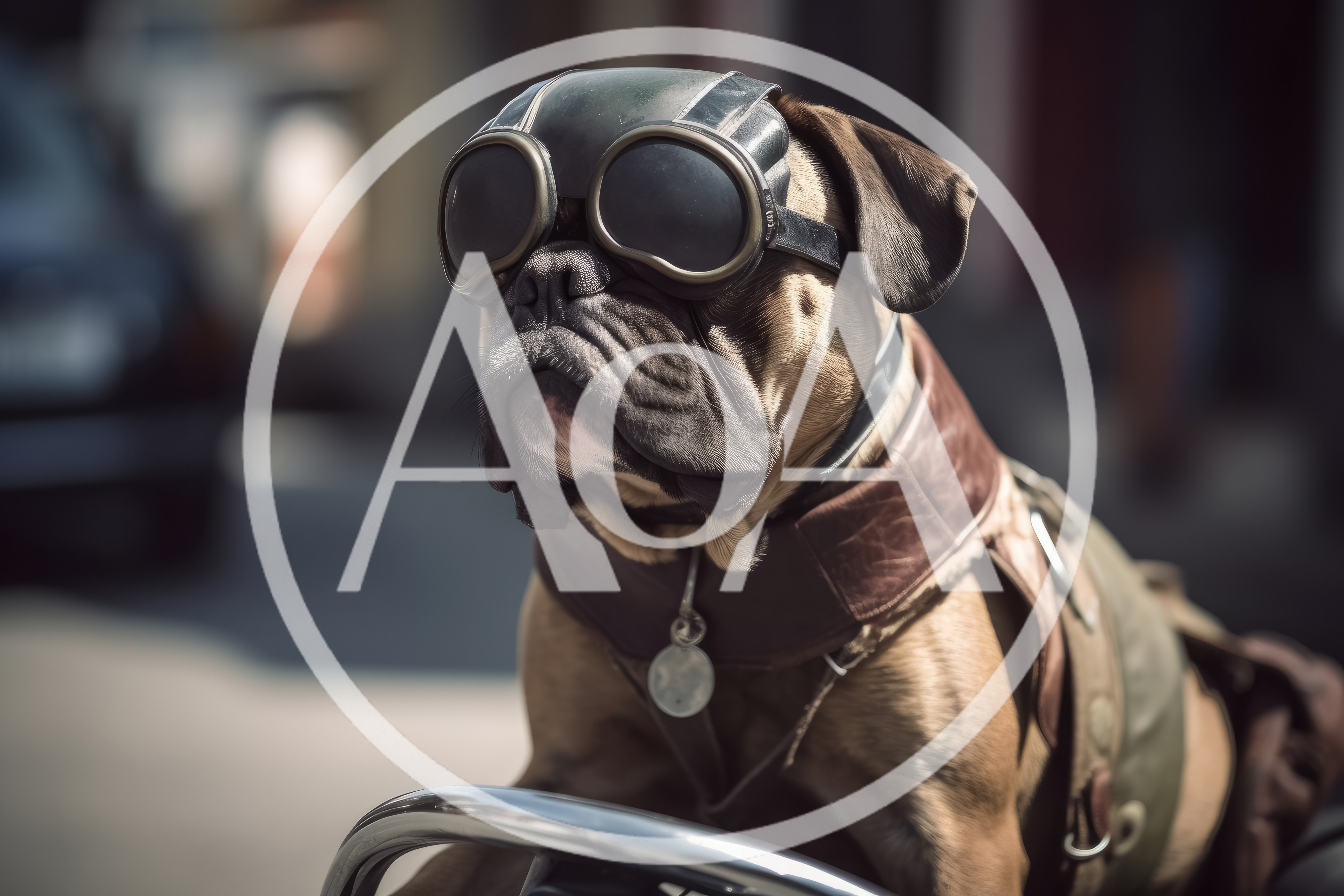 French Bulldog Wearing Vintage Aviator Goggles And Leather Jacket