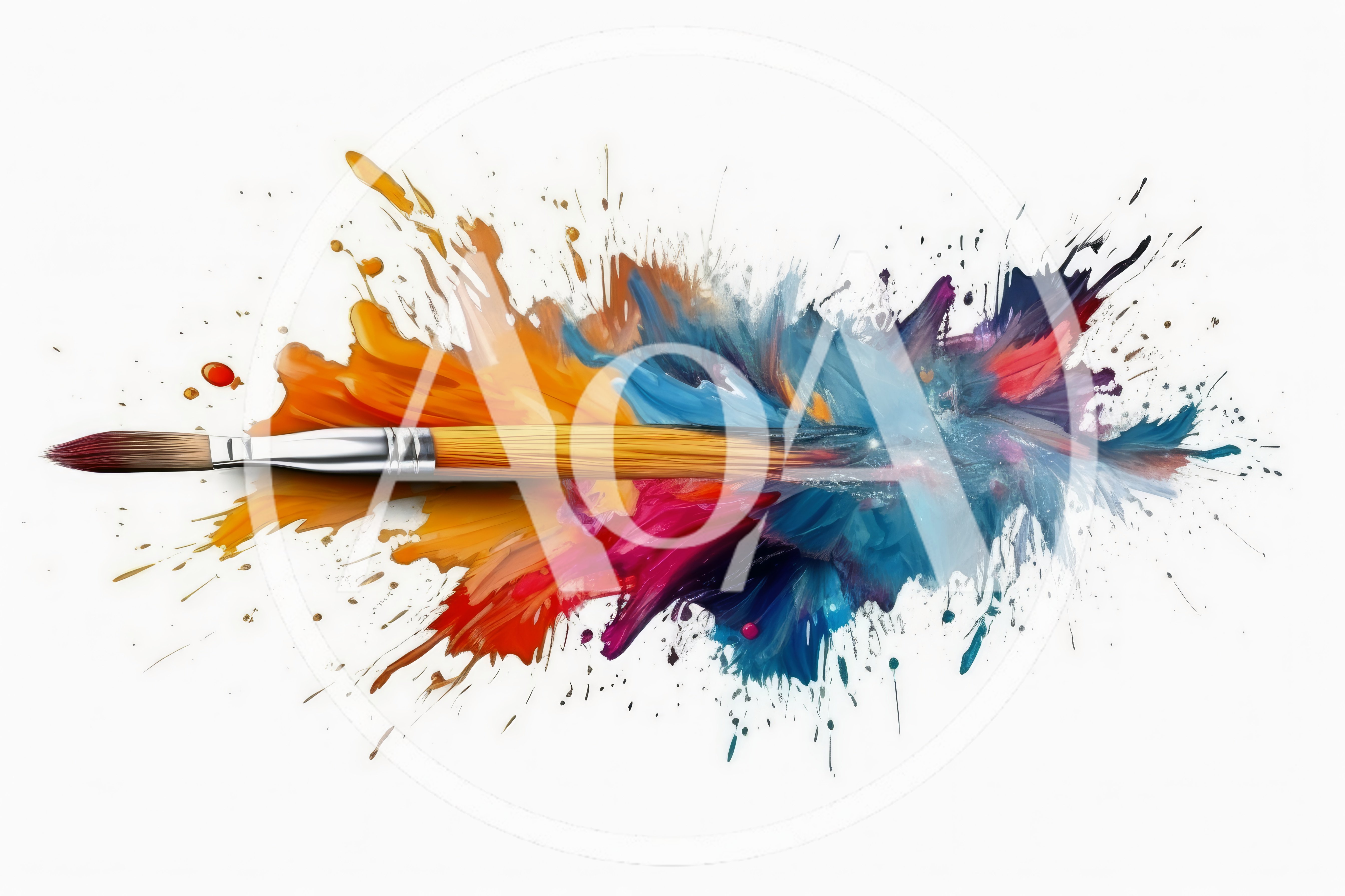 Paintbrush Creating Vibrant Colorful Abstract Paint Splatter