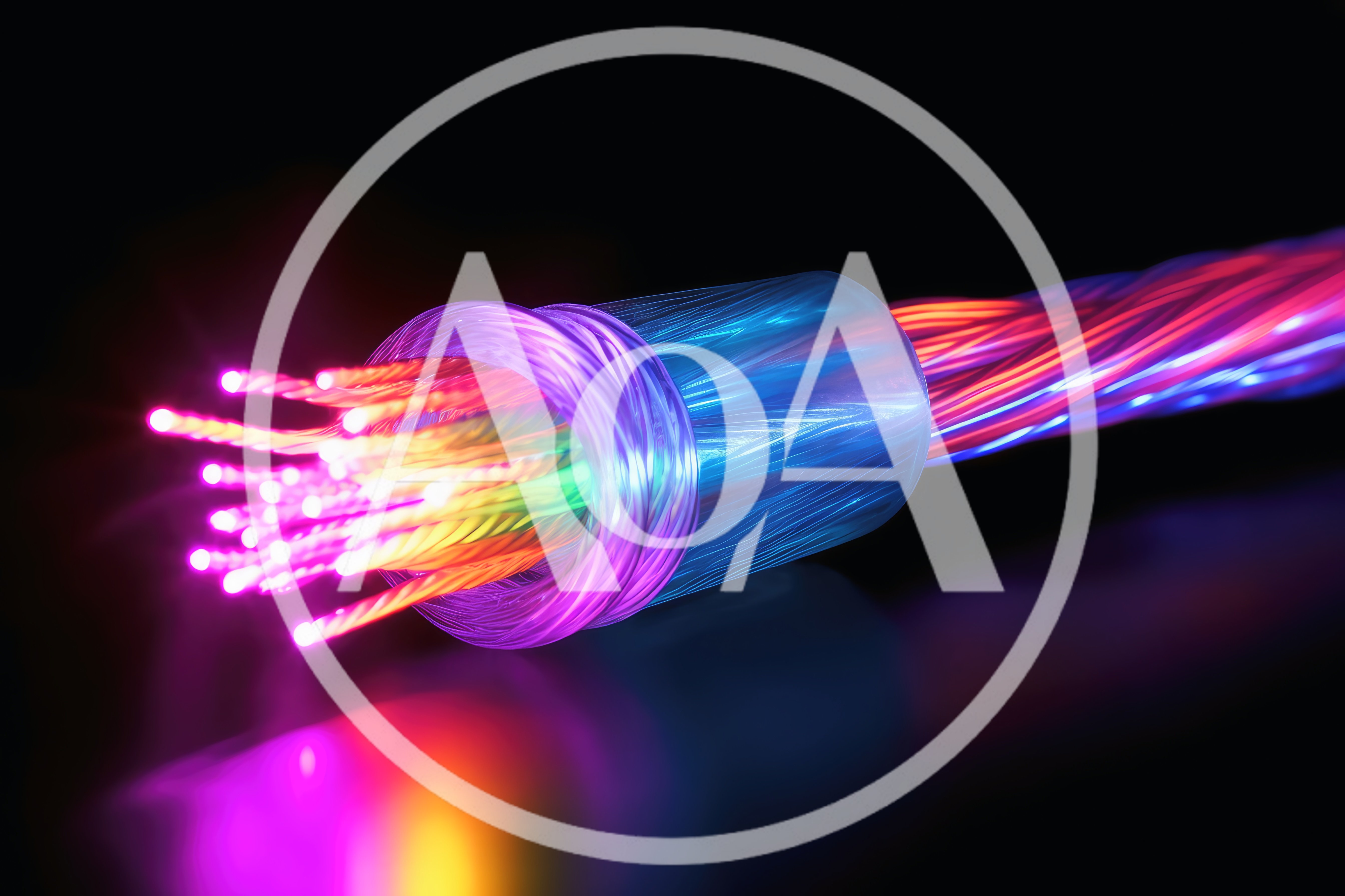 Fiber Optic Cable With Glowing Data Strands