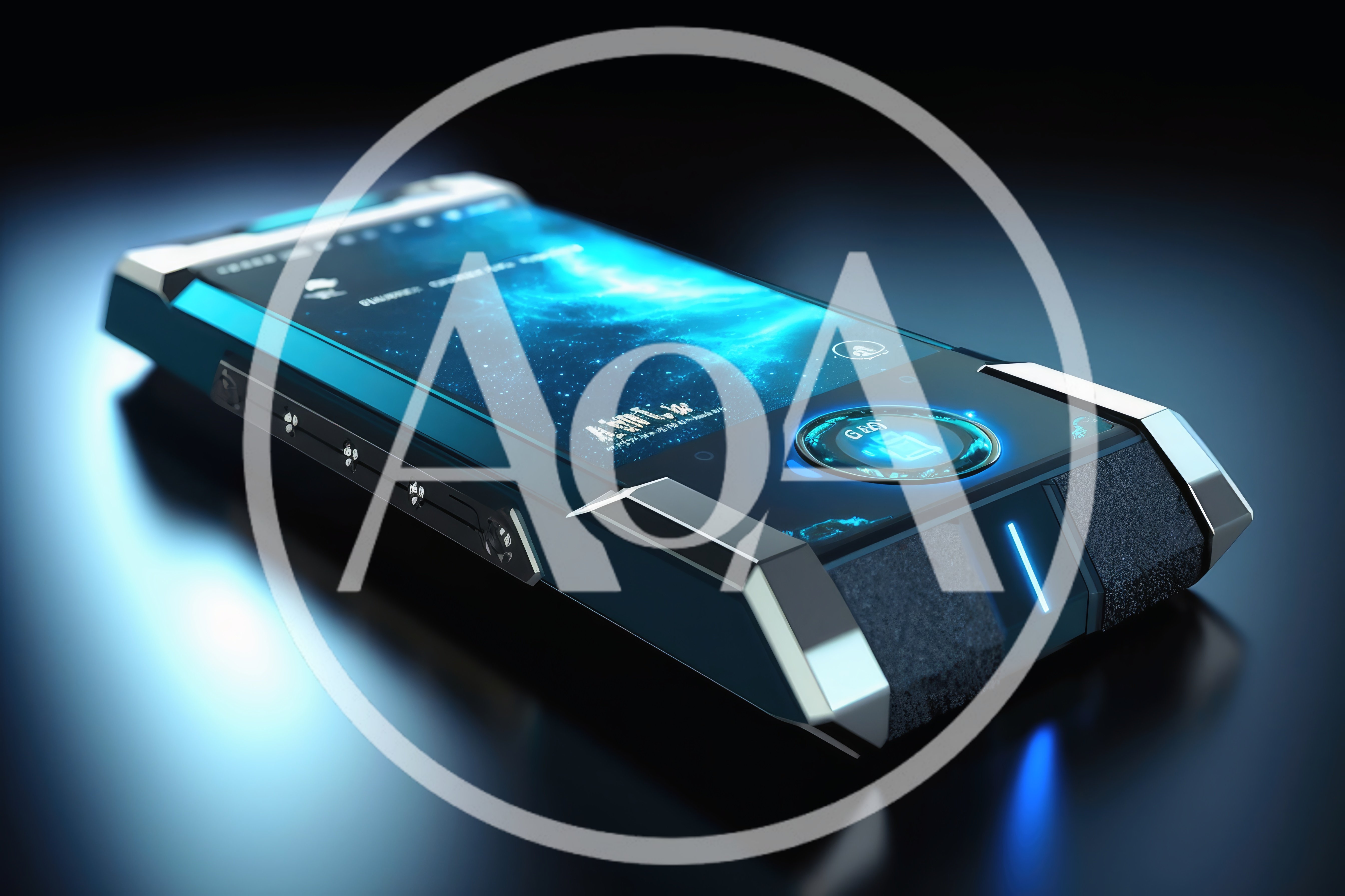 Futuristic Smartphone Concept With Glowing Blue Interface