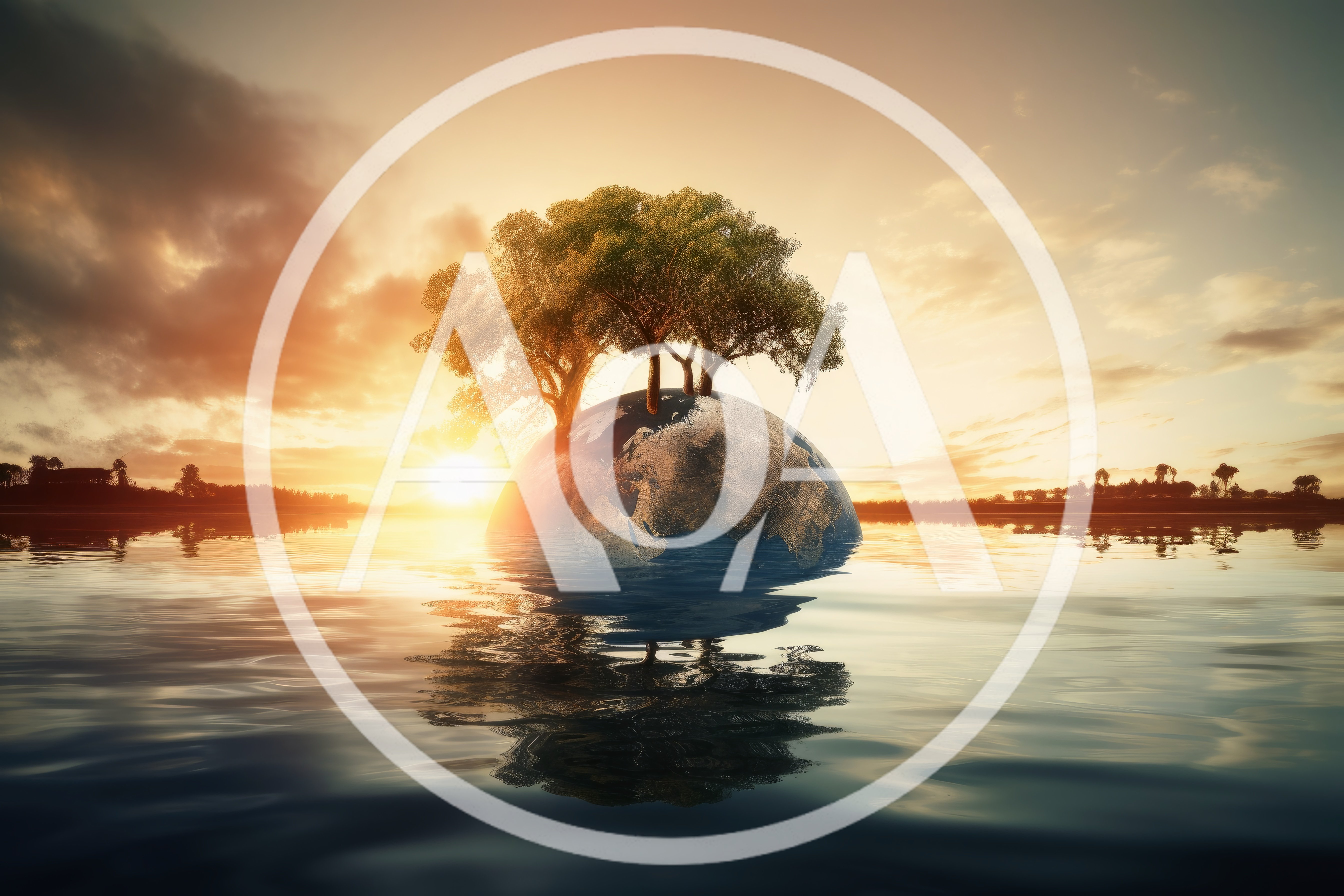Conceptual Earth Globe With Trees Floating On Water