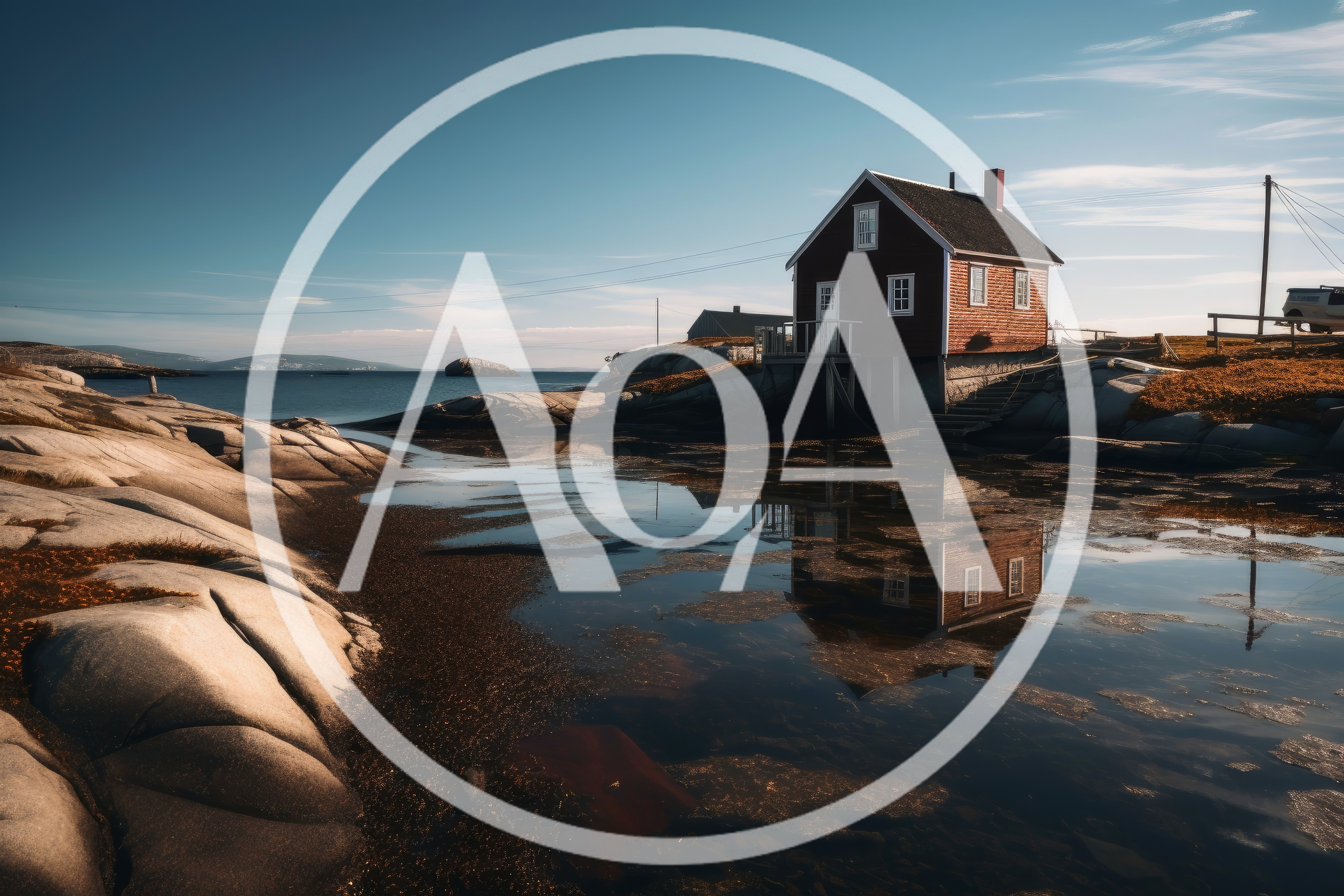 Red Wooden House On Rocky Coastal Shoreline