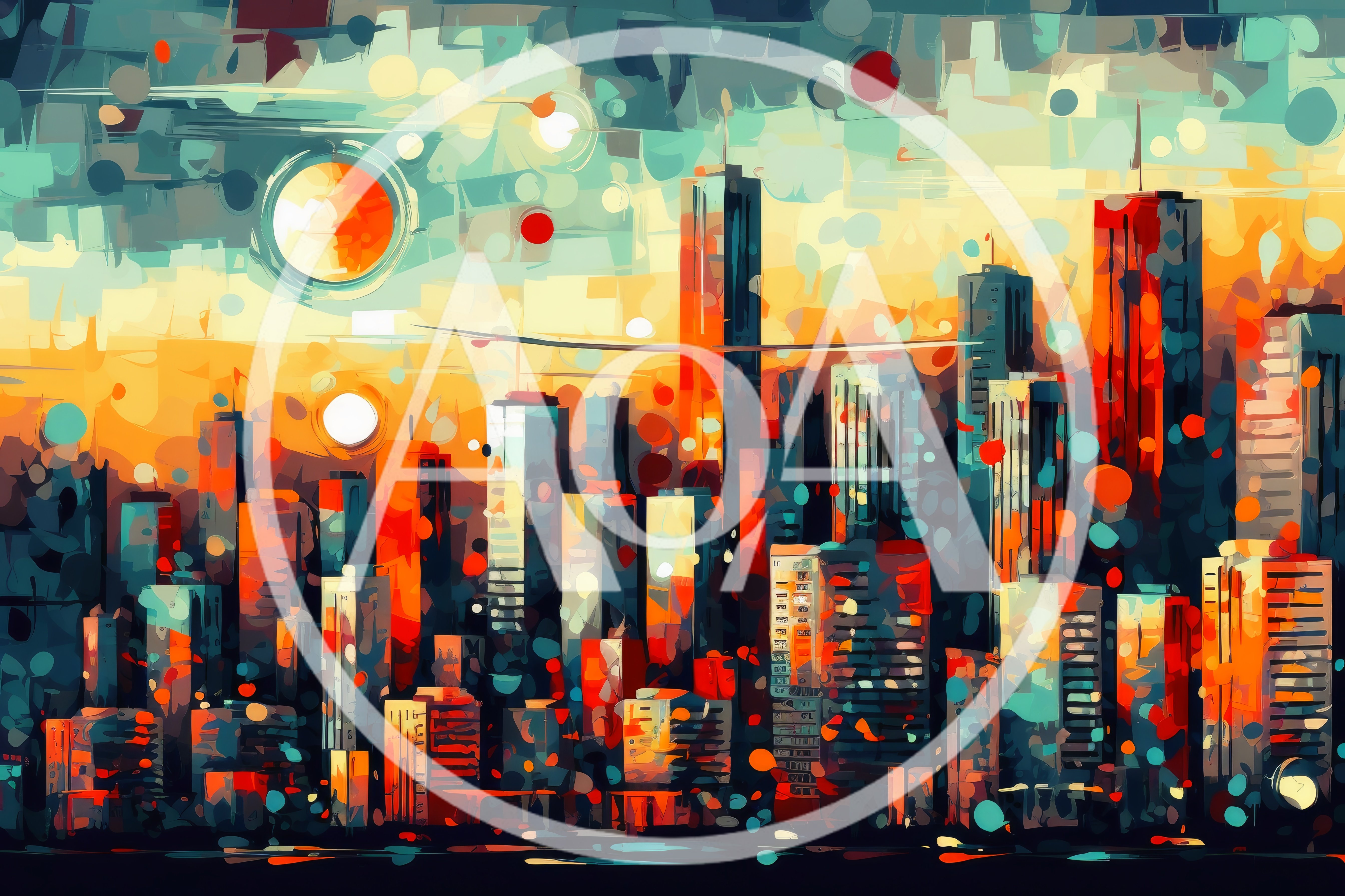 Abstract Digital Painting Of A Vibrant City Skyline