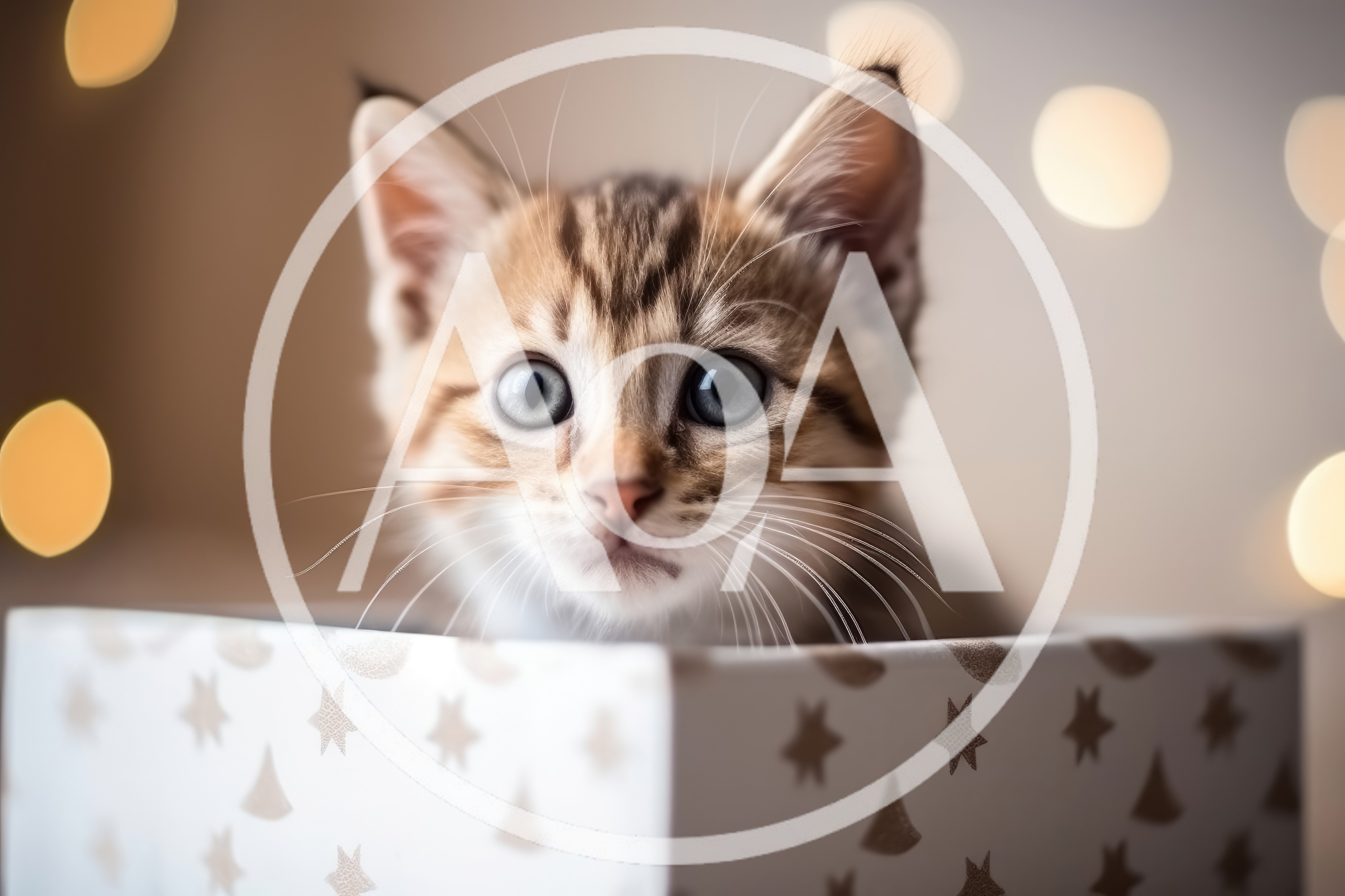 Adorable Tabby Kitten Sitting Inside A Gift Box