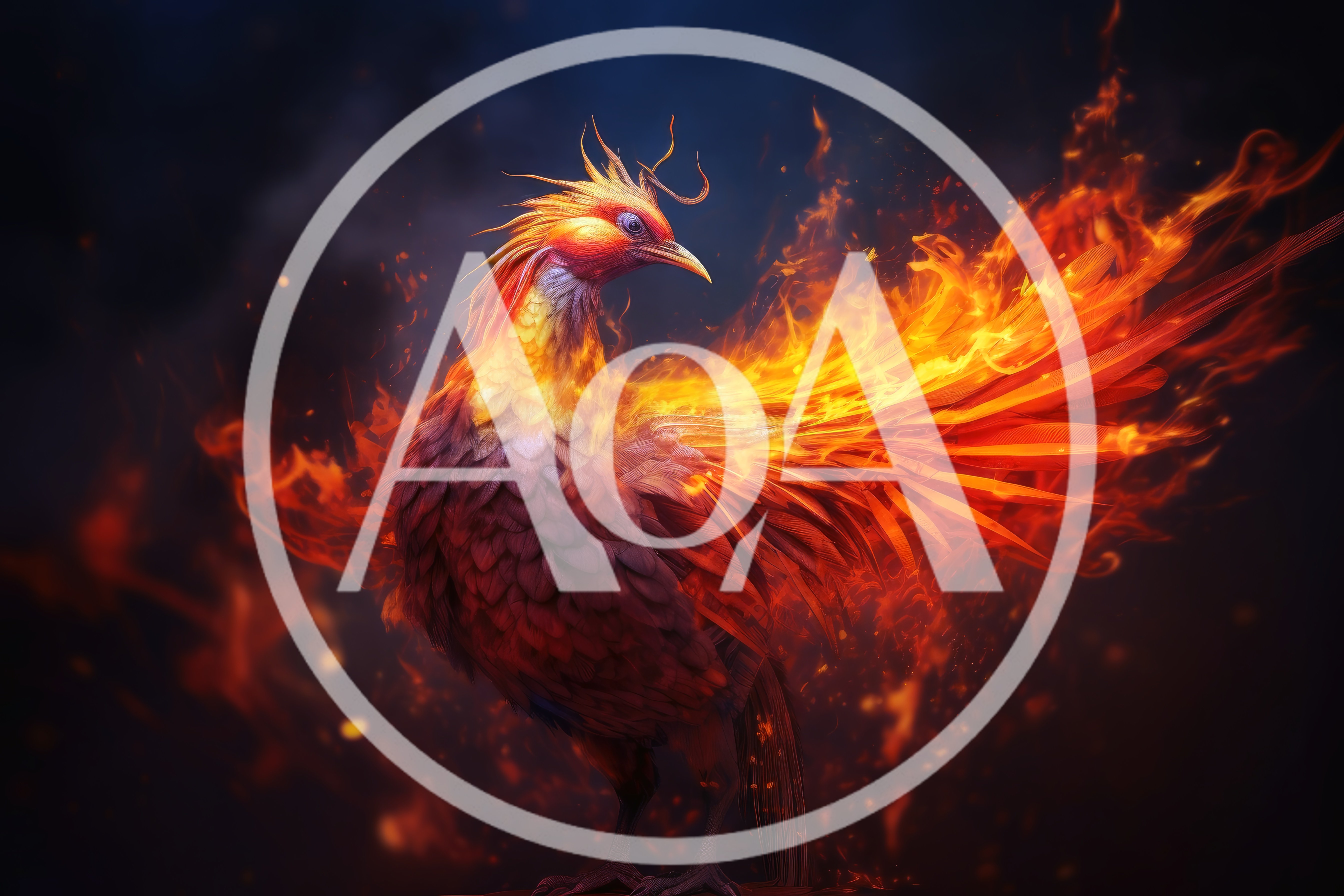 Majestic Phoenix Bird Engulfed In Vibrant Magical Flames