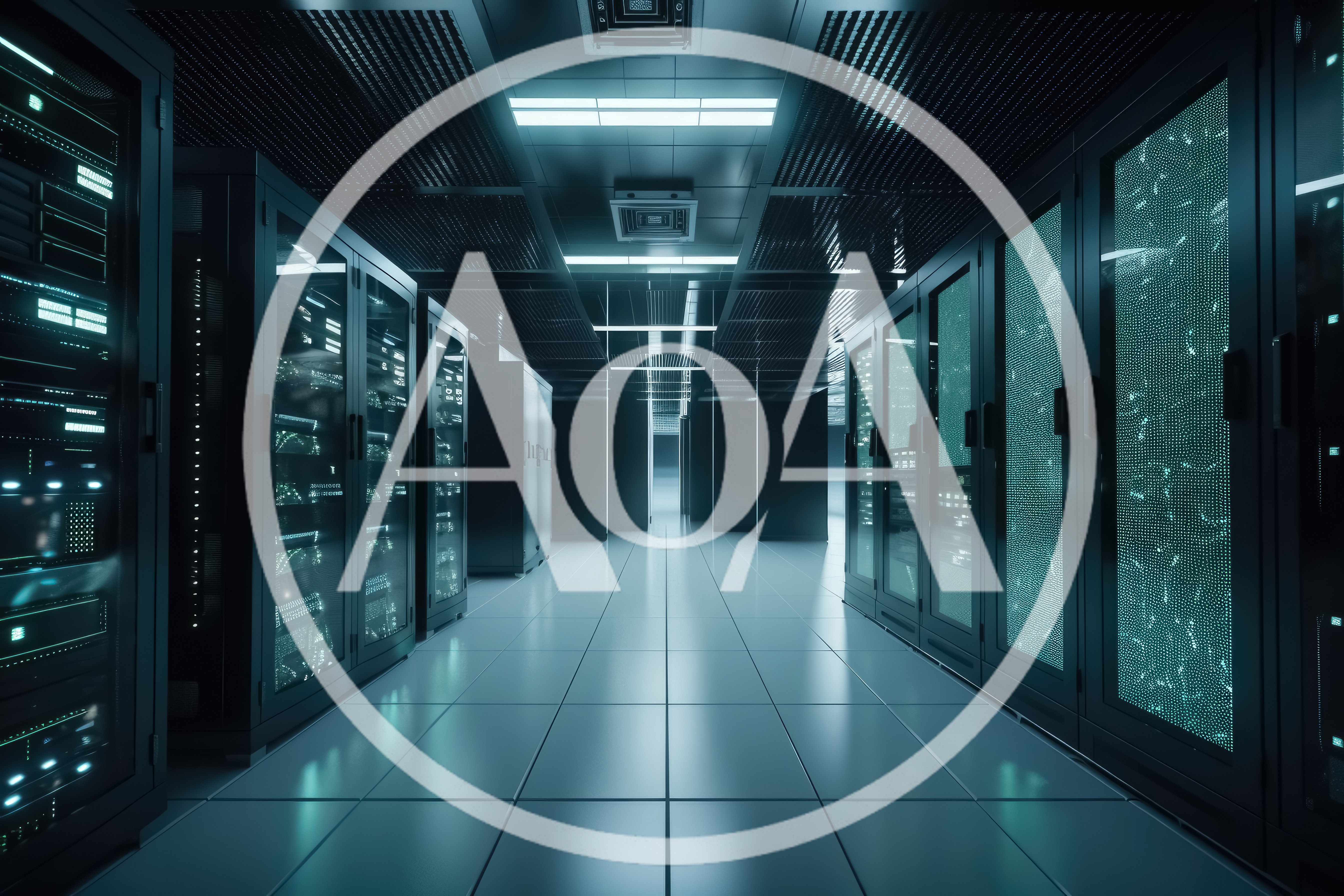 Modern Data Center Server Room With Glowing Racks
