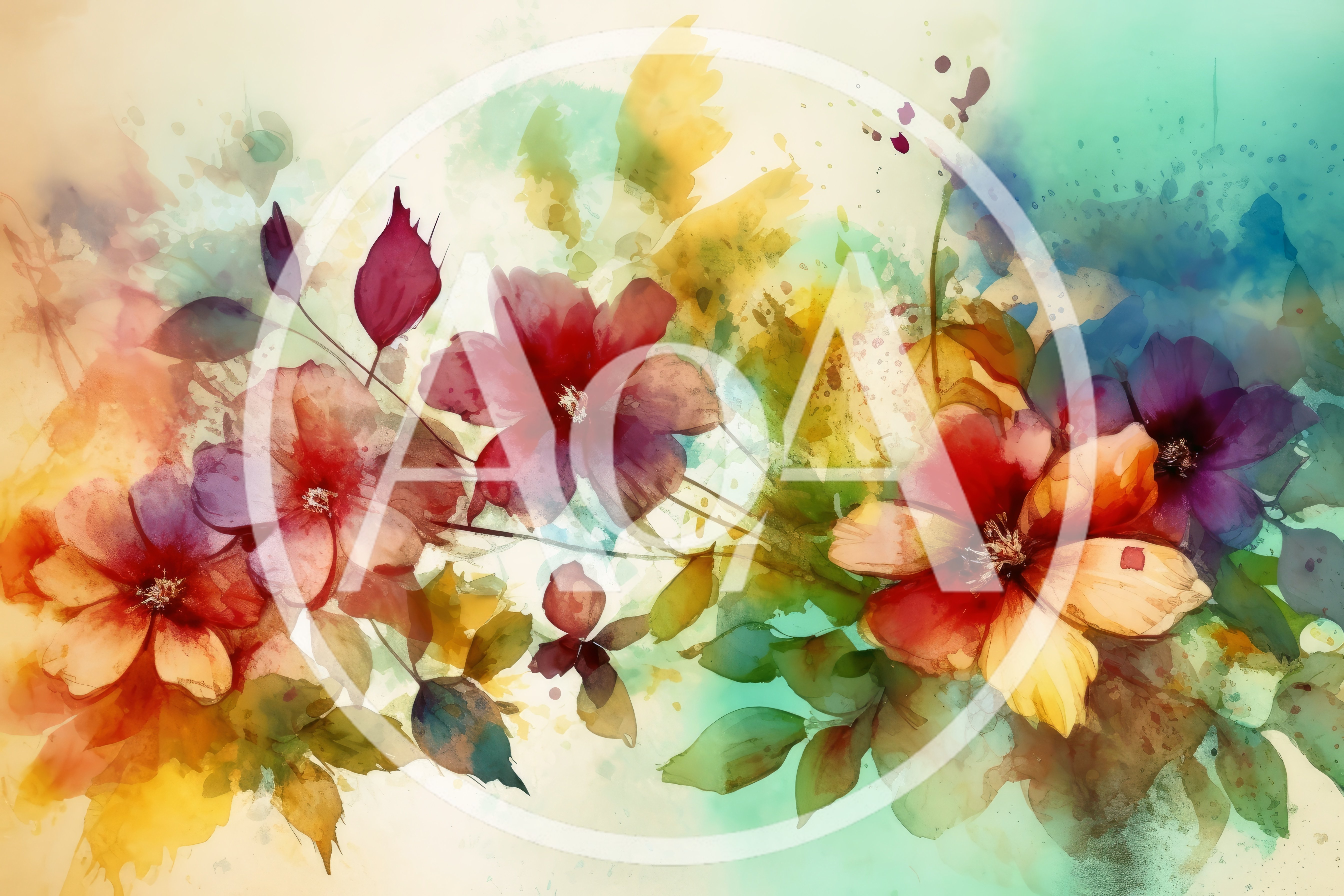 Watercolor Floral Painting With Vibrant Abstract Flowers