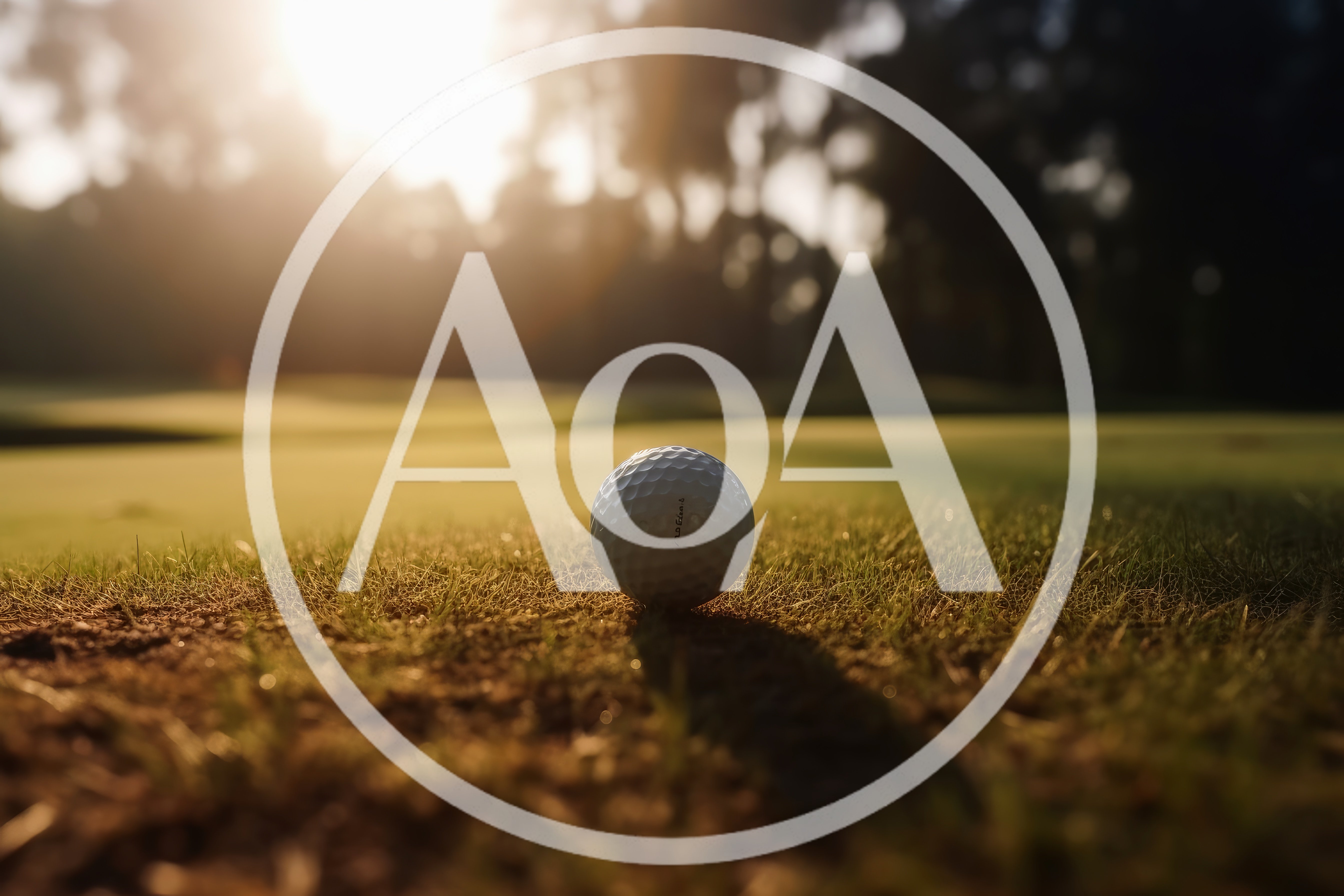 Golf Ball Resting On Green Grass At Sunset