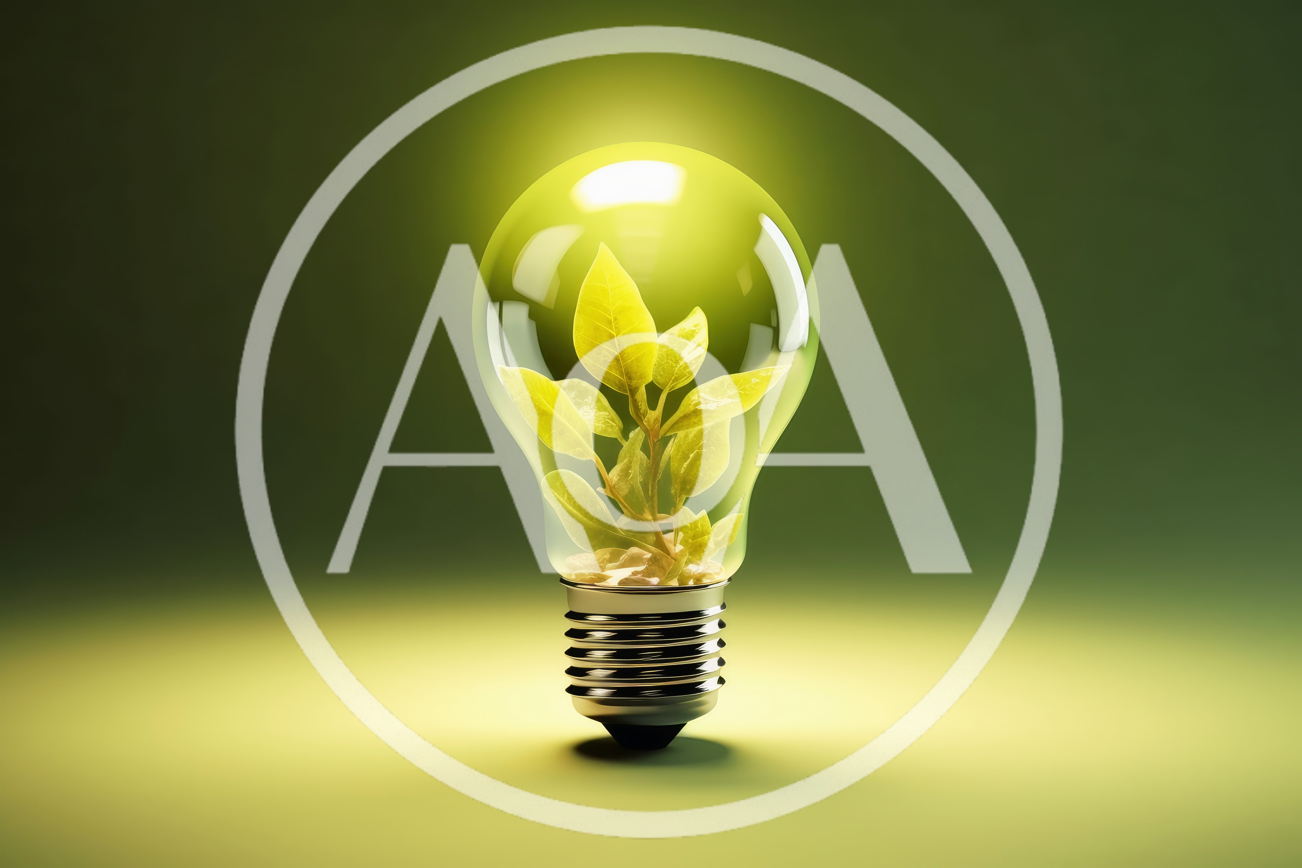 Green Plant Growing Inside A Glowing Light Bulb