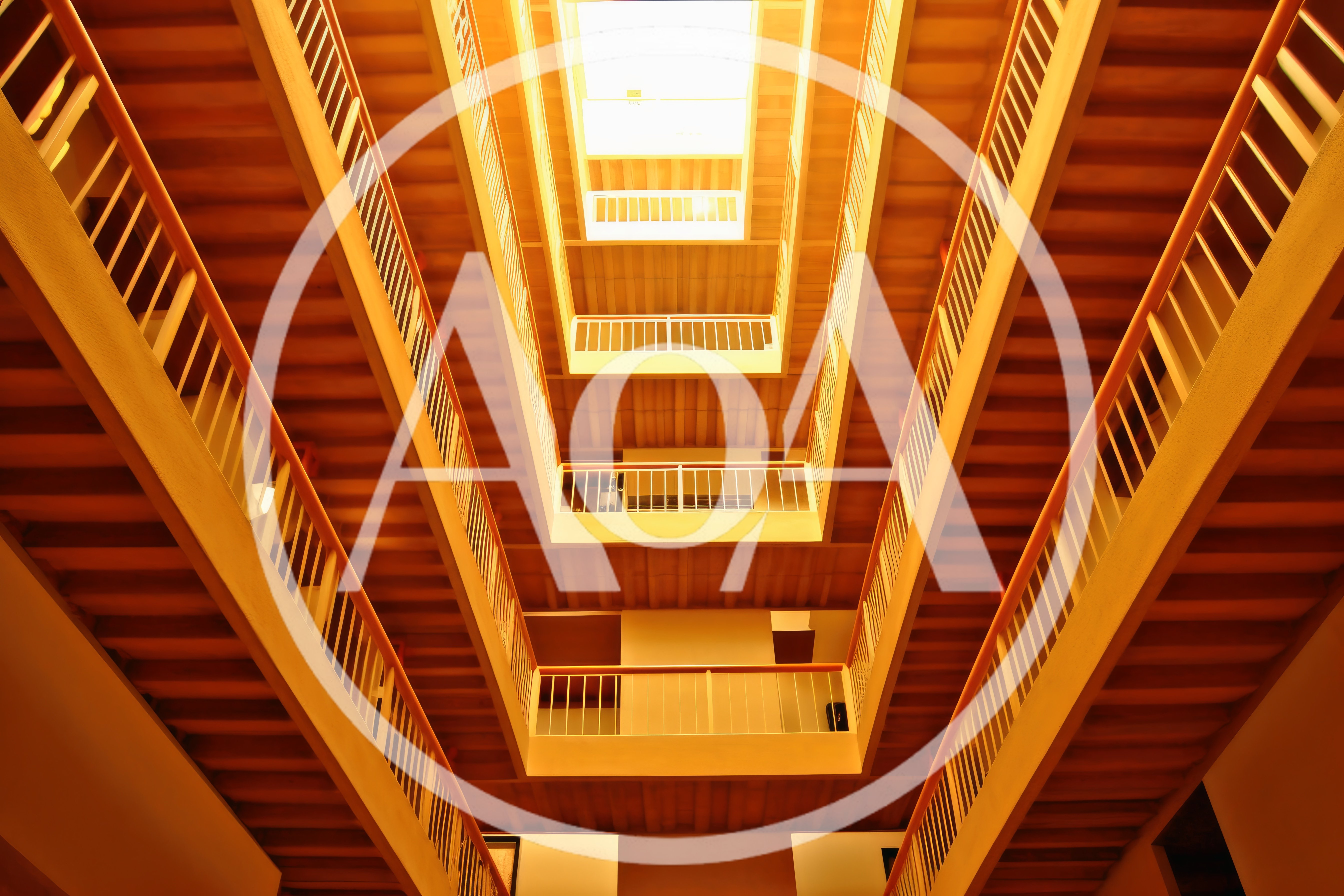 Low Angle View of Modern Multi-Level Building Atrium