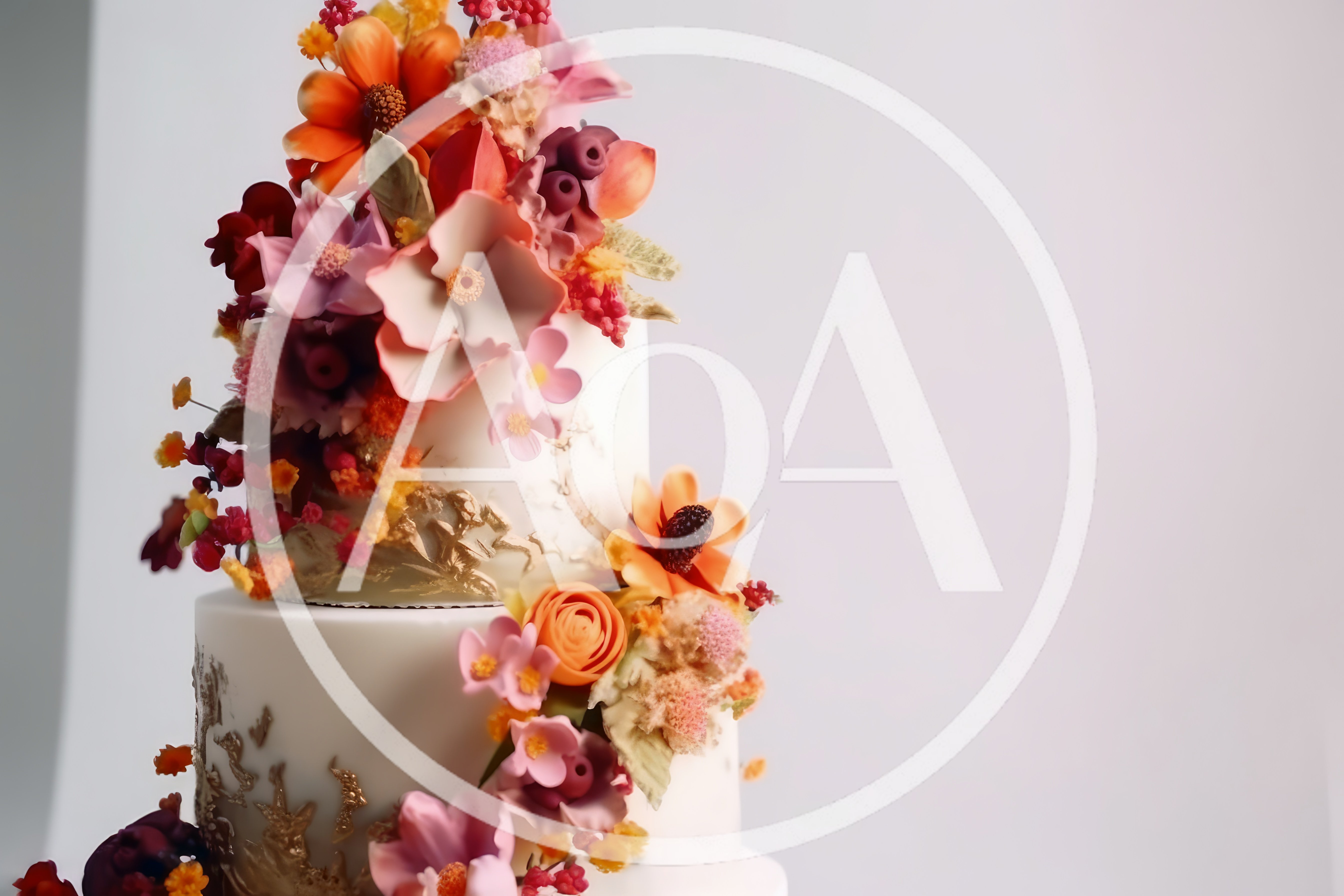 Elegant Two Tier Wedding Cake With Floral Decorations