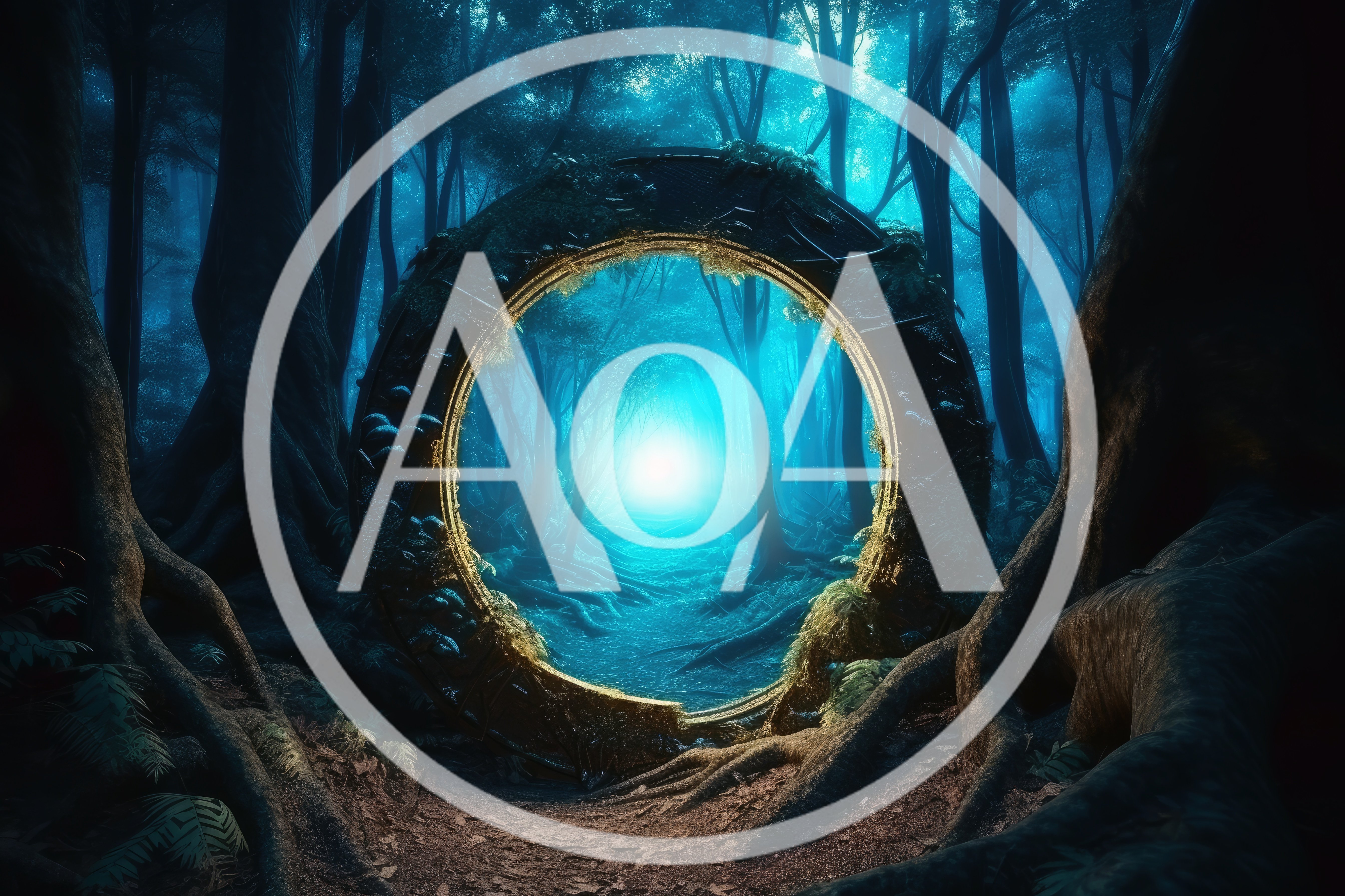Mystical Stone Portal In A Dark Enchanted Forest