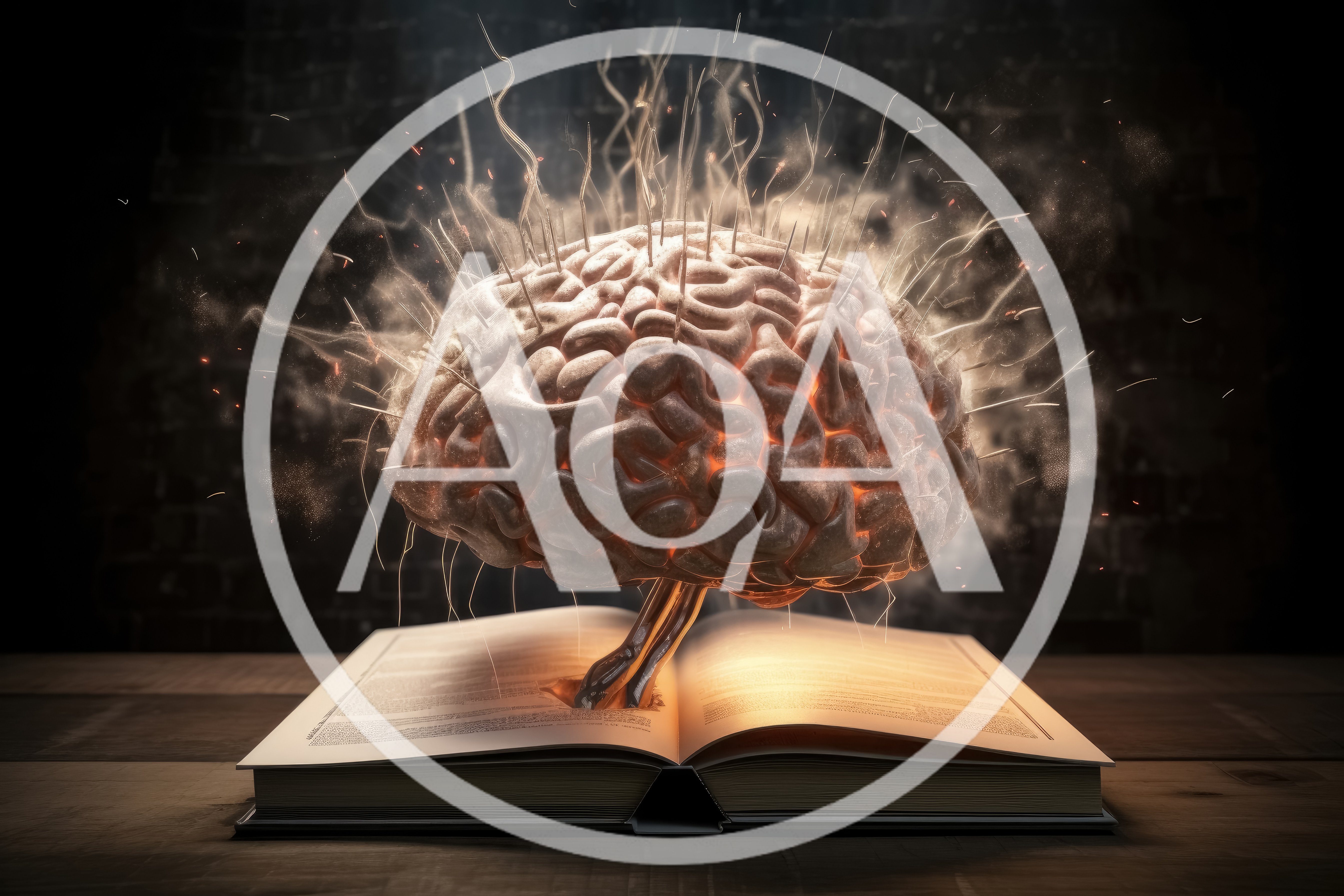 Glowing Human Brain Emerging From Open Book