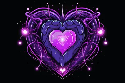 Glowing Cybernetic Heart Illustration With Neon Purple Energy