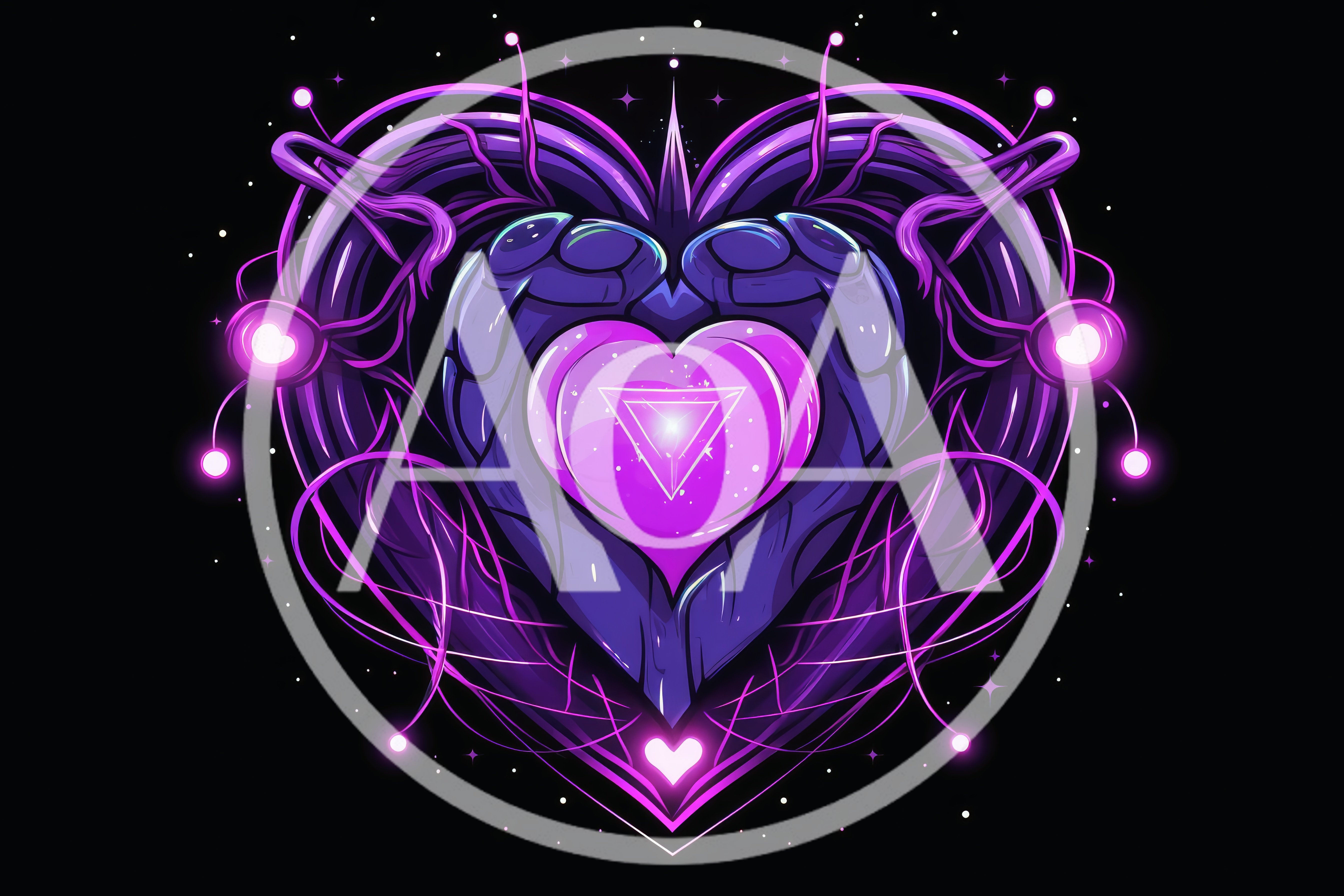 Glowing Cybernetic Heart Illustration With Neon Purple Energy