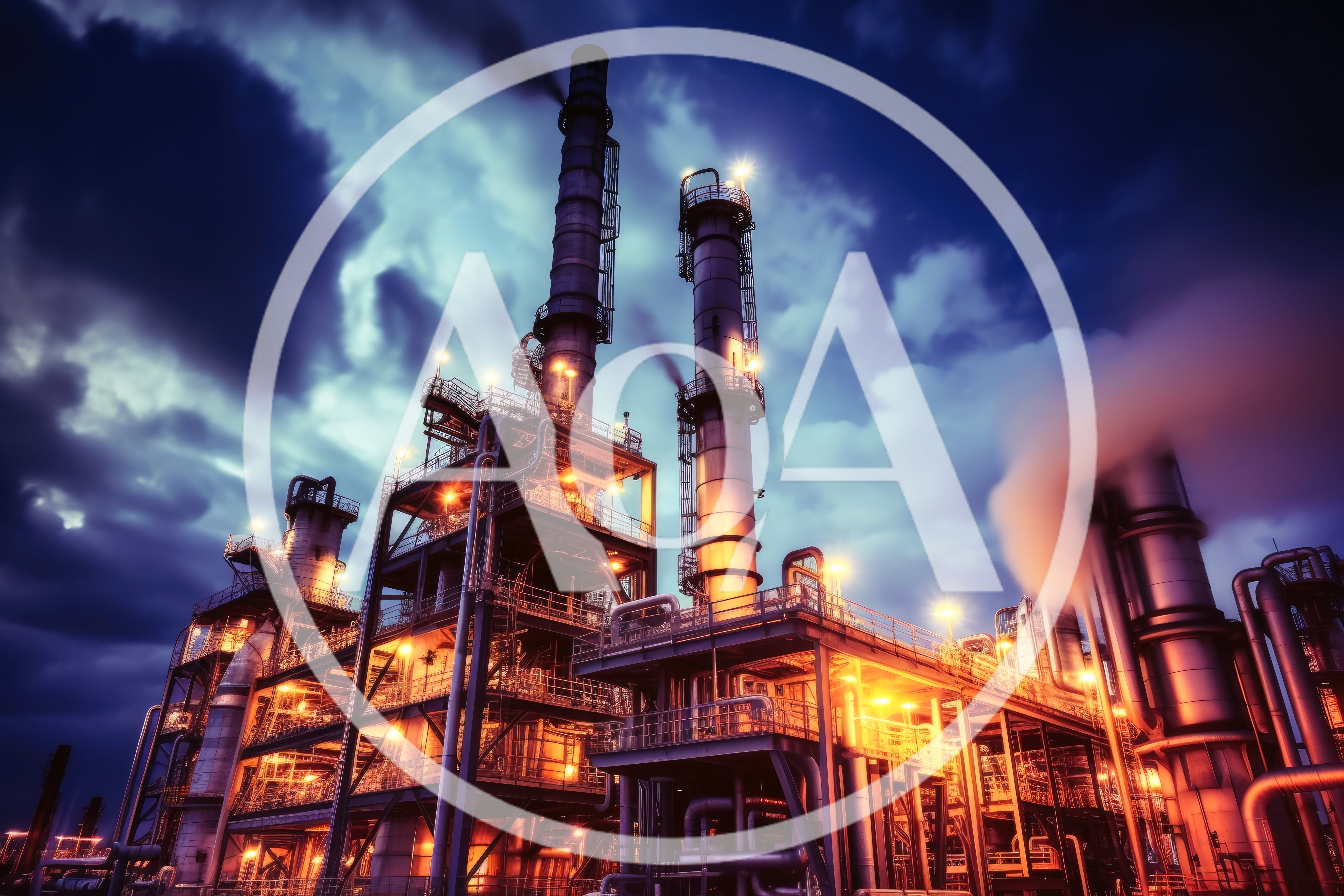 Industrial Oil Refinery Plant At Night