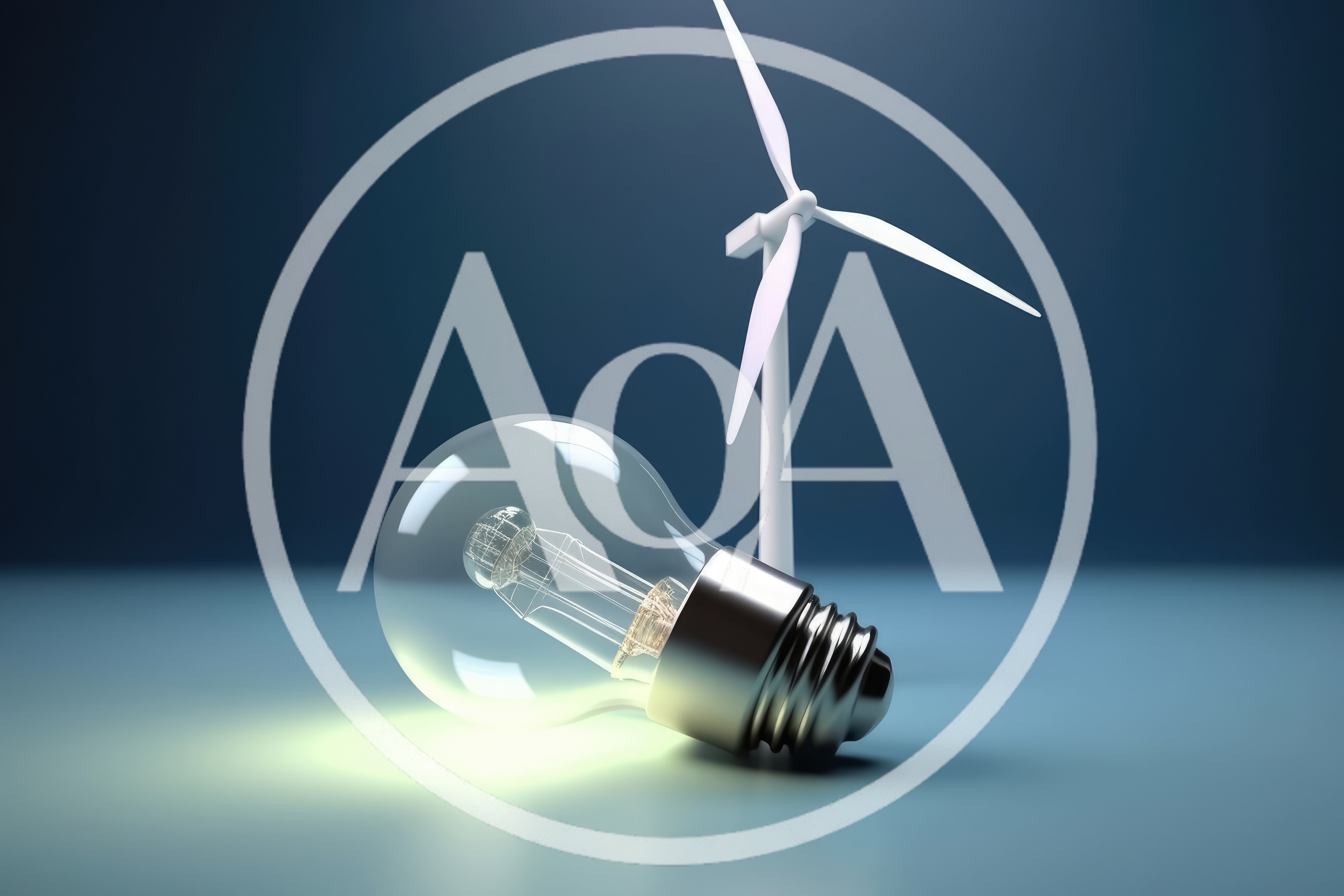 Wind Turbine Model Next To A Glowing Light Bulb