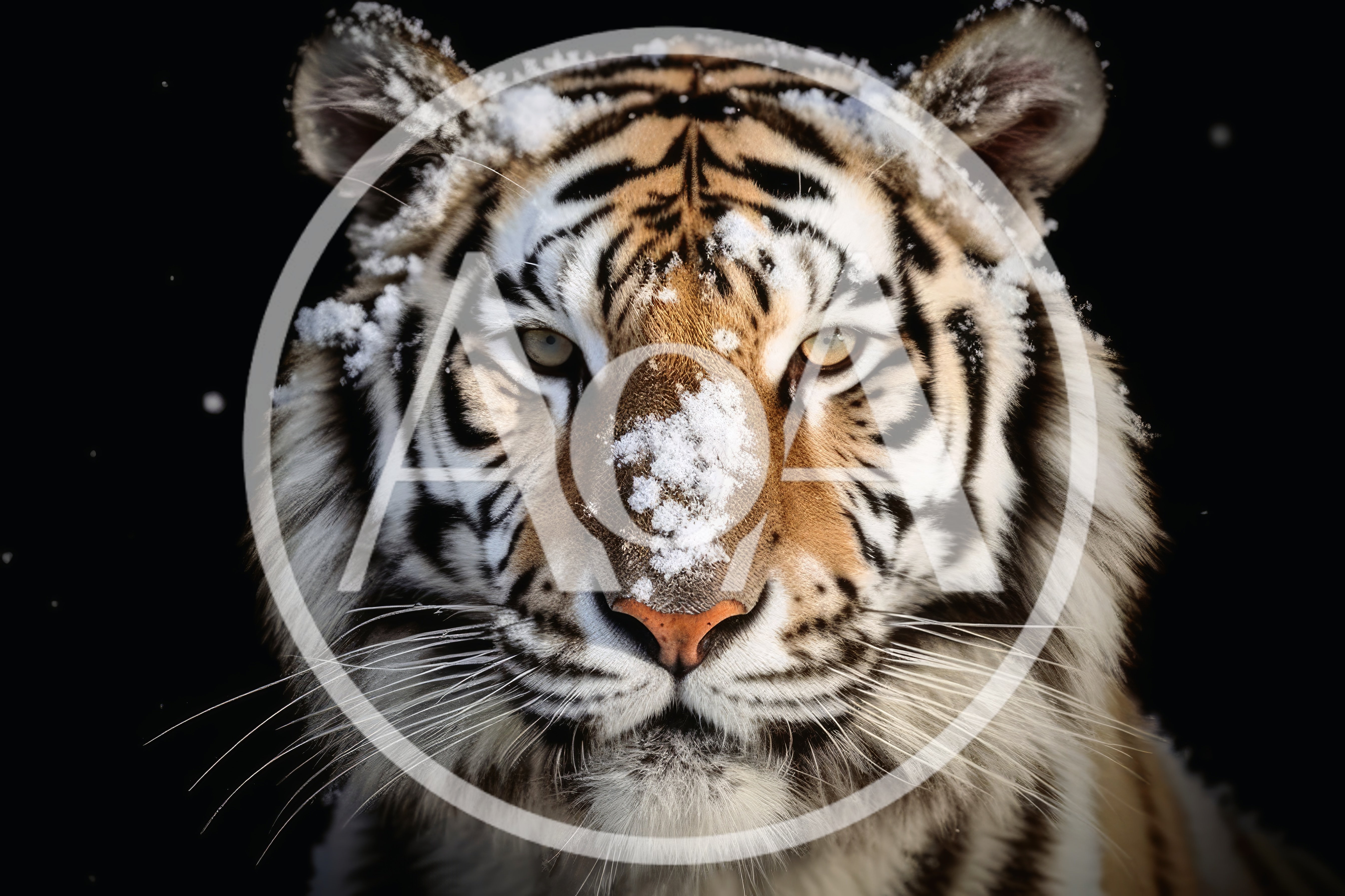 Close Up Portrait Of A Siberian Tiger In Snow