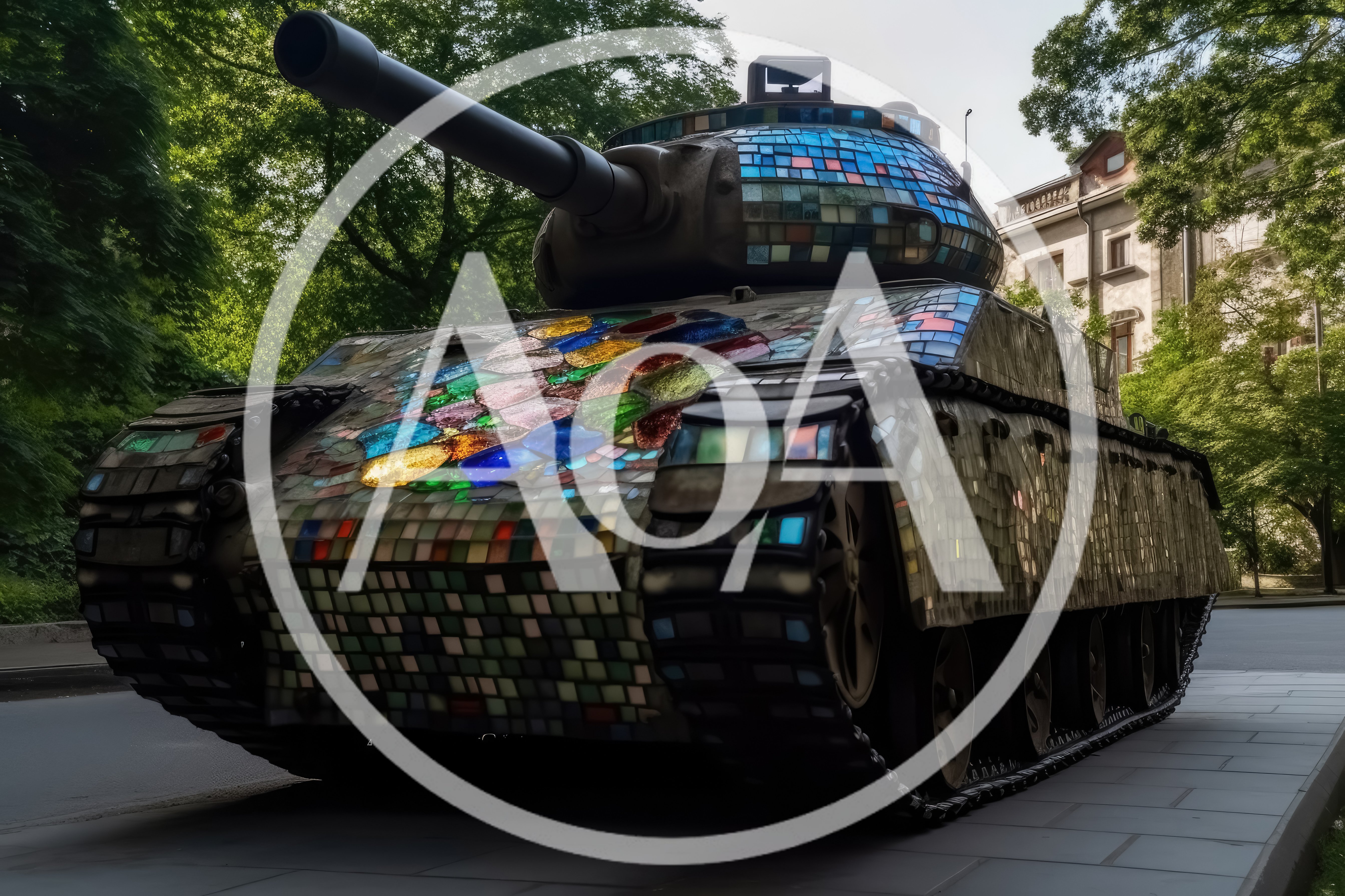 Mosaic Art Installation Of A Military Tank