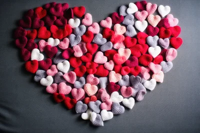 Heart Shape Composed Of Many Small Knitted Hearts