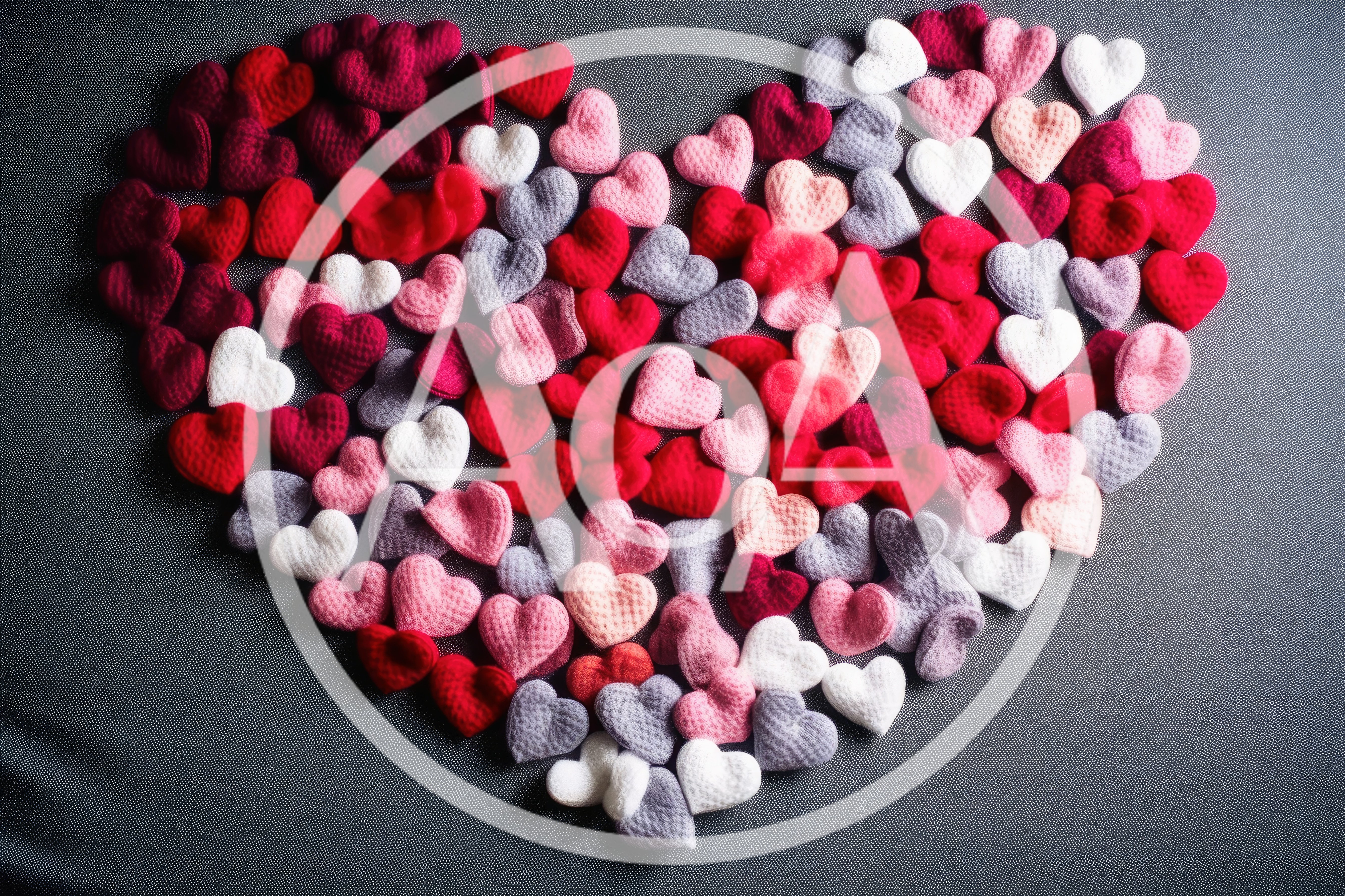 Heart Shape Composed Of Many Small Knitted Hearts
