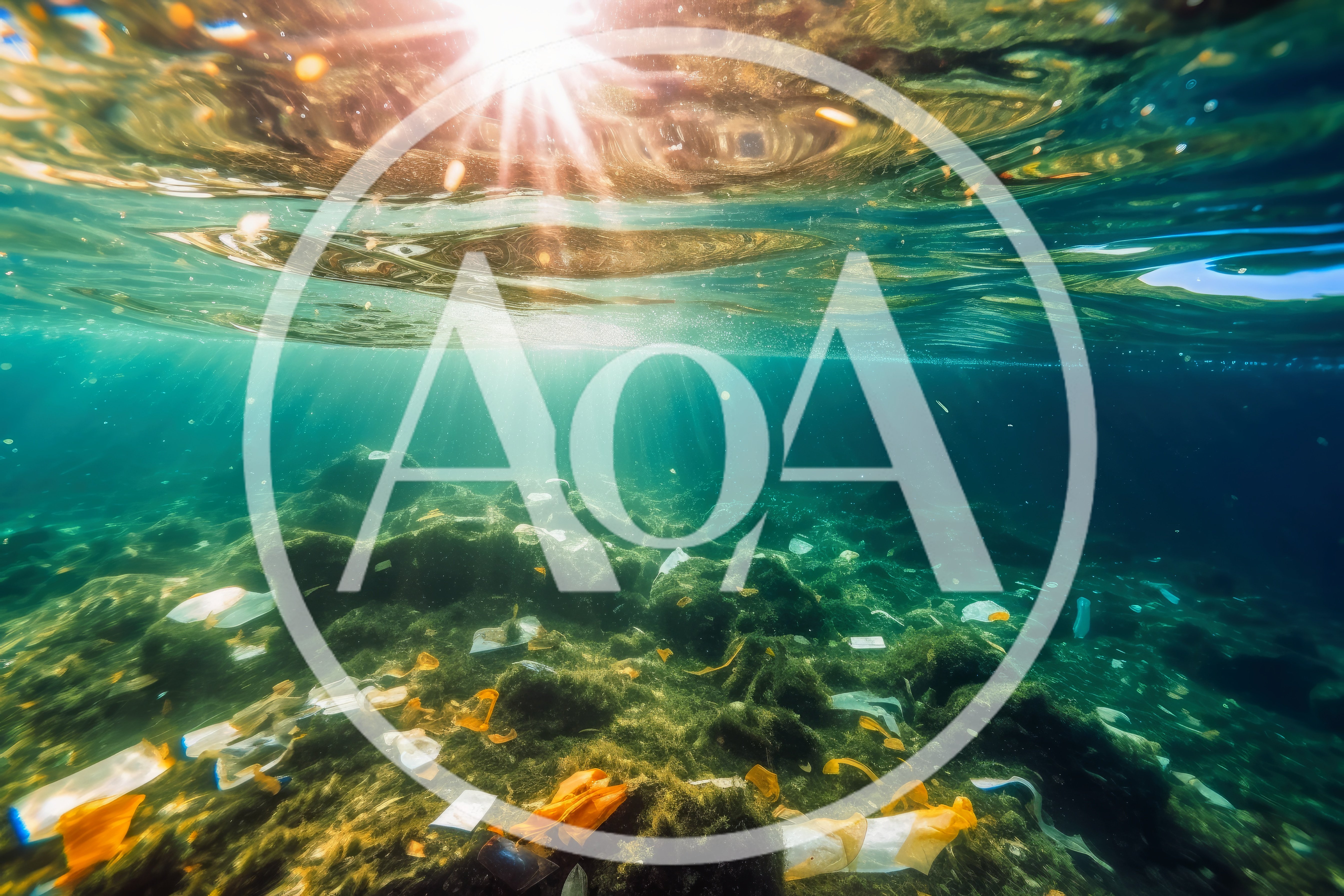 Underwater View Of Plastic Pollution In Ocean