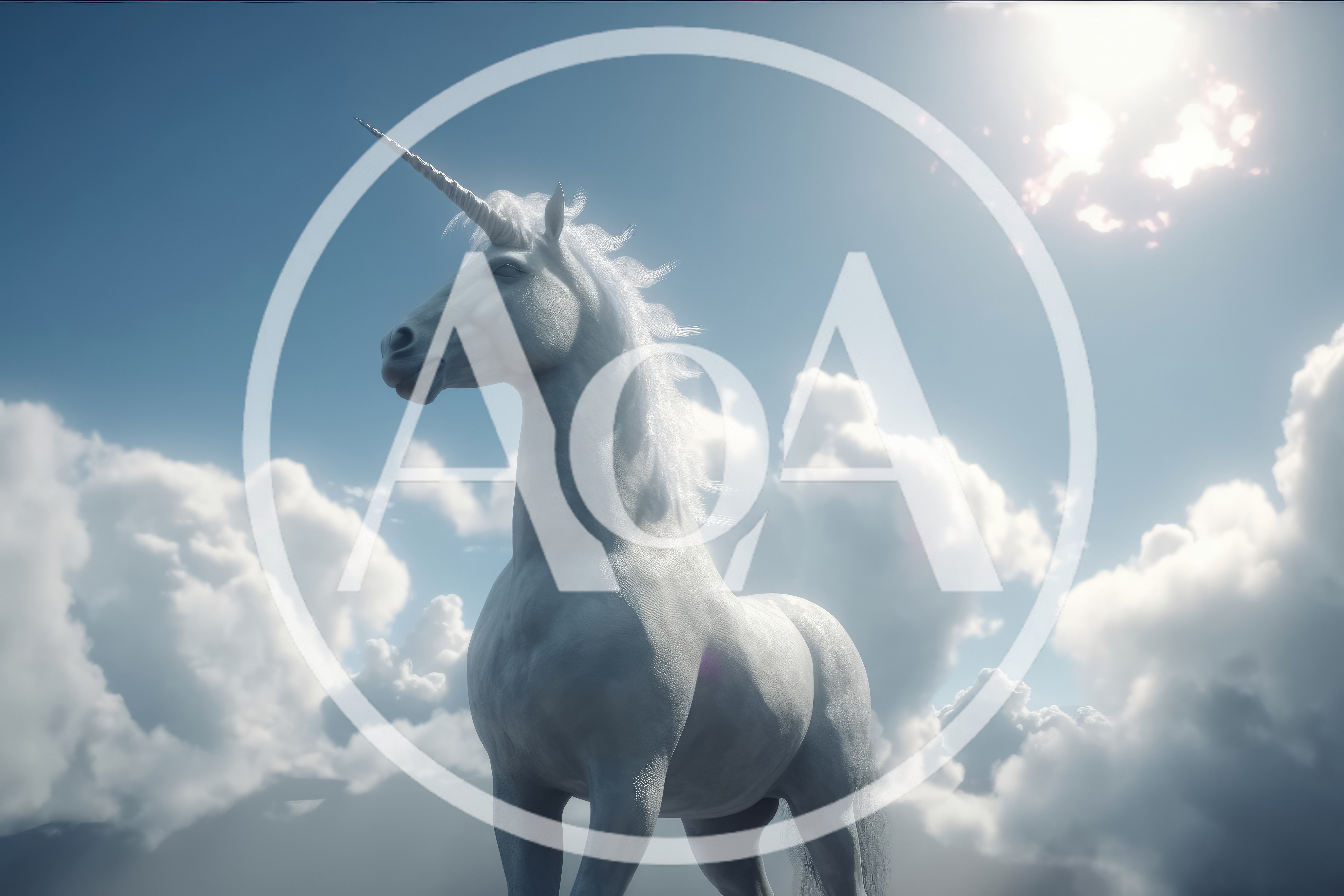 Majestic White Unicorn Standing Against A Cloudy Sky
