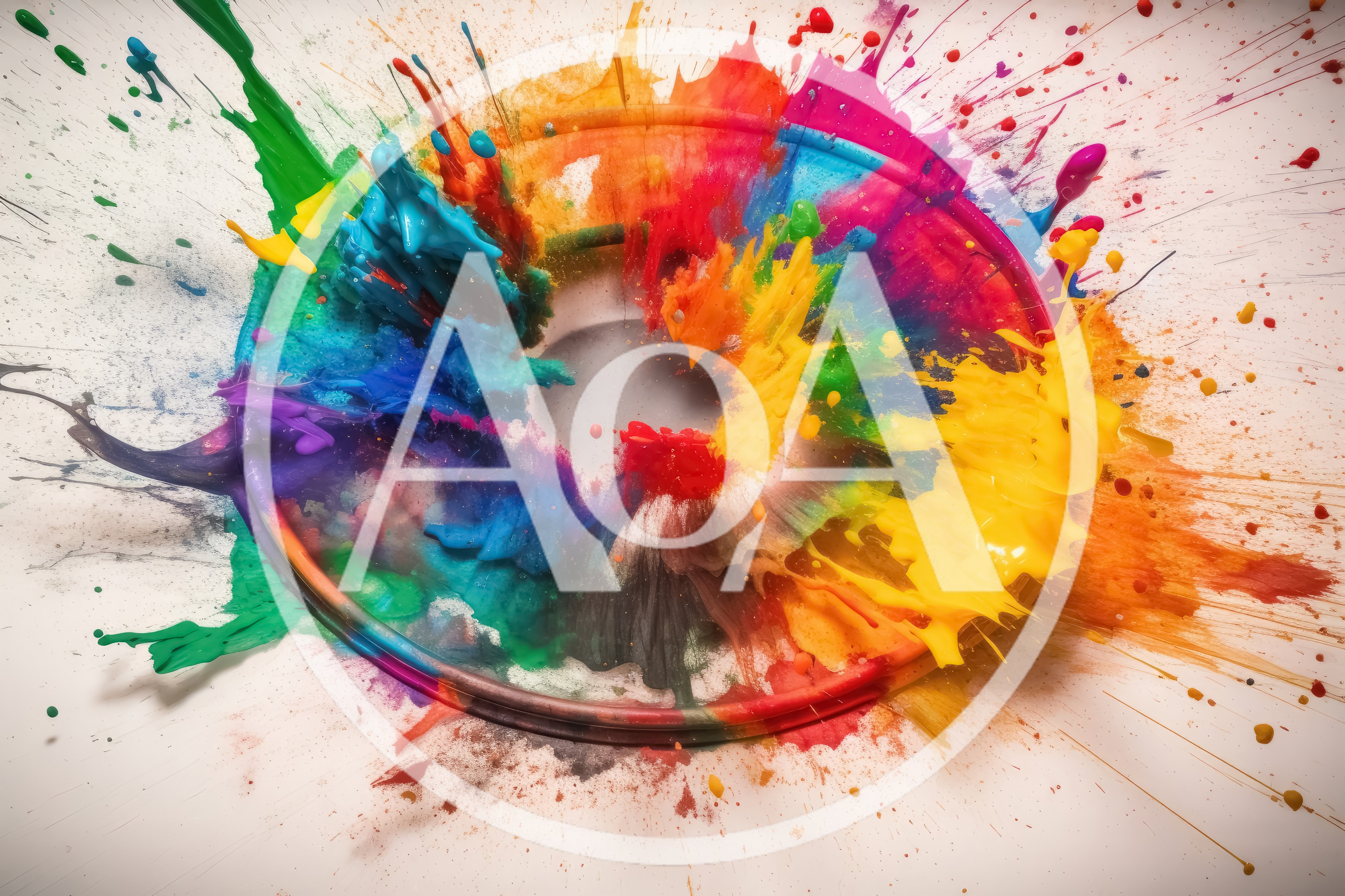 Vibrant Multi-Colored Paint Explosion On Circular Frame