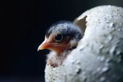 Newborn Chick Emerging From A Cracked Eggshell