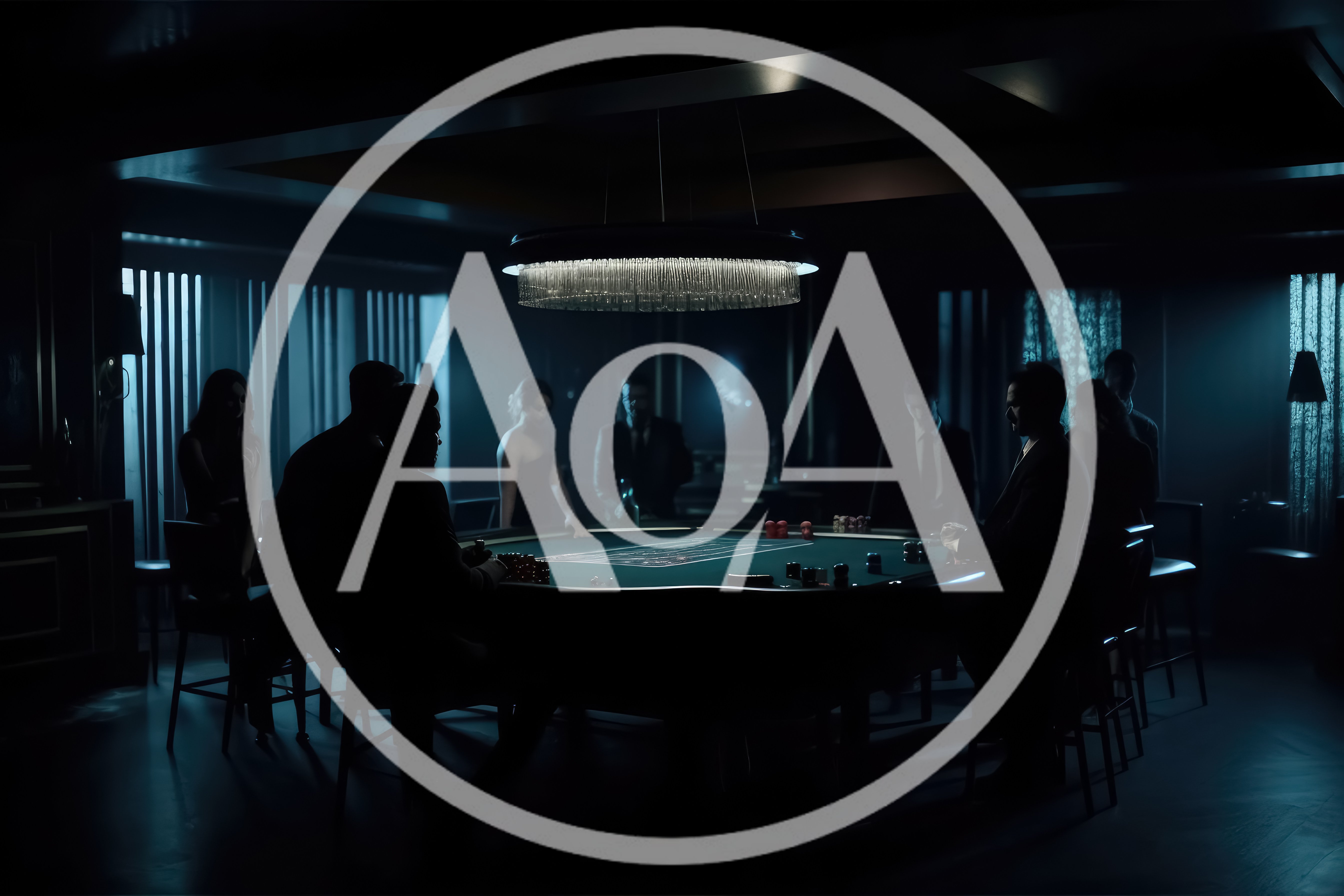 Group Of People Playing Poker In A Dark Casino