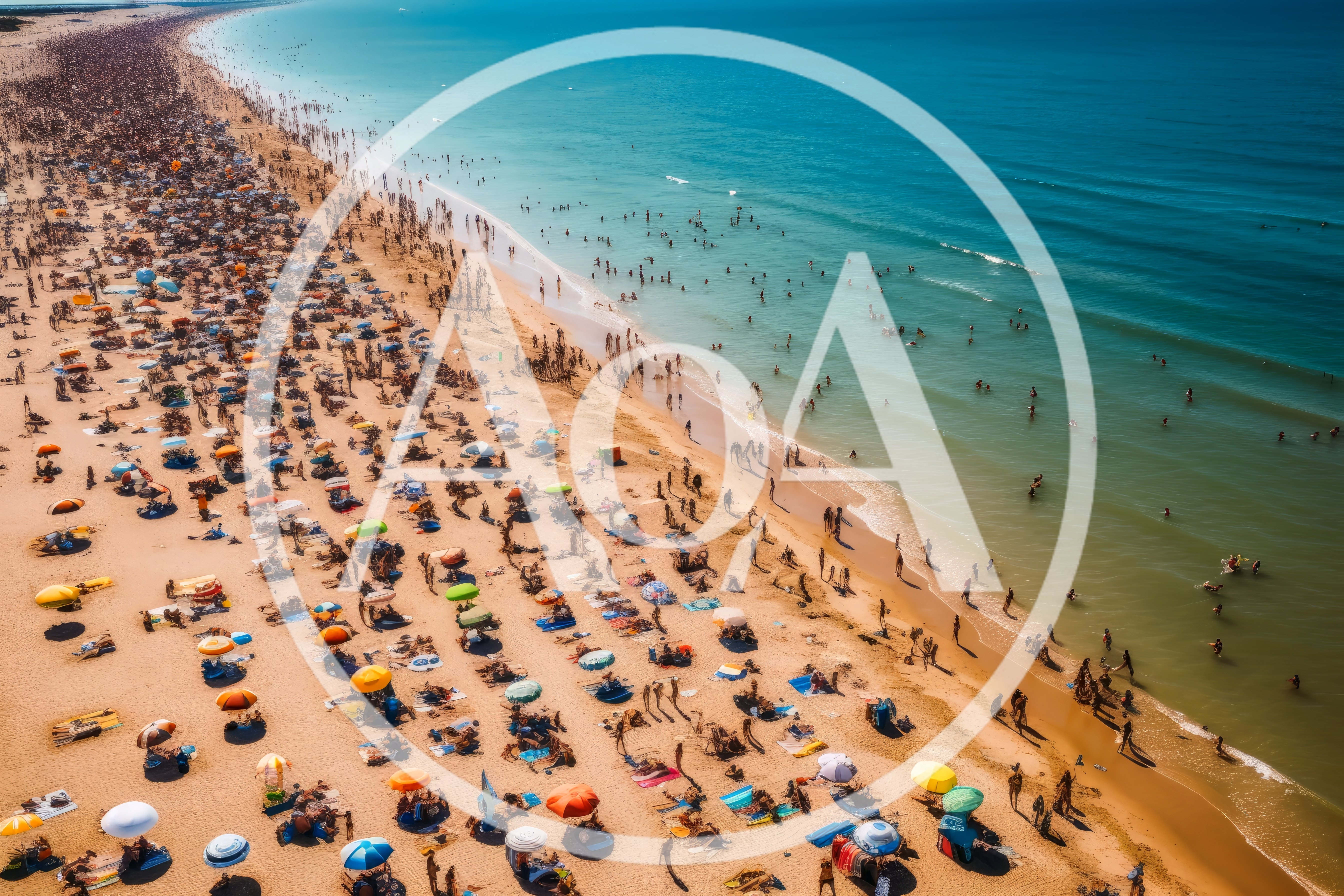 Aerial View Of A Crowded Summer Beach