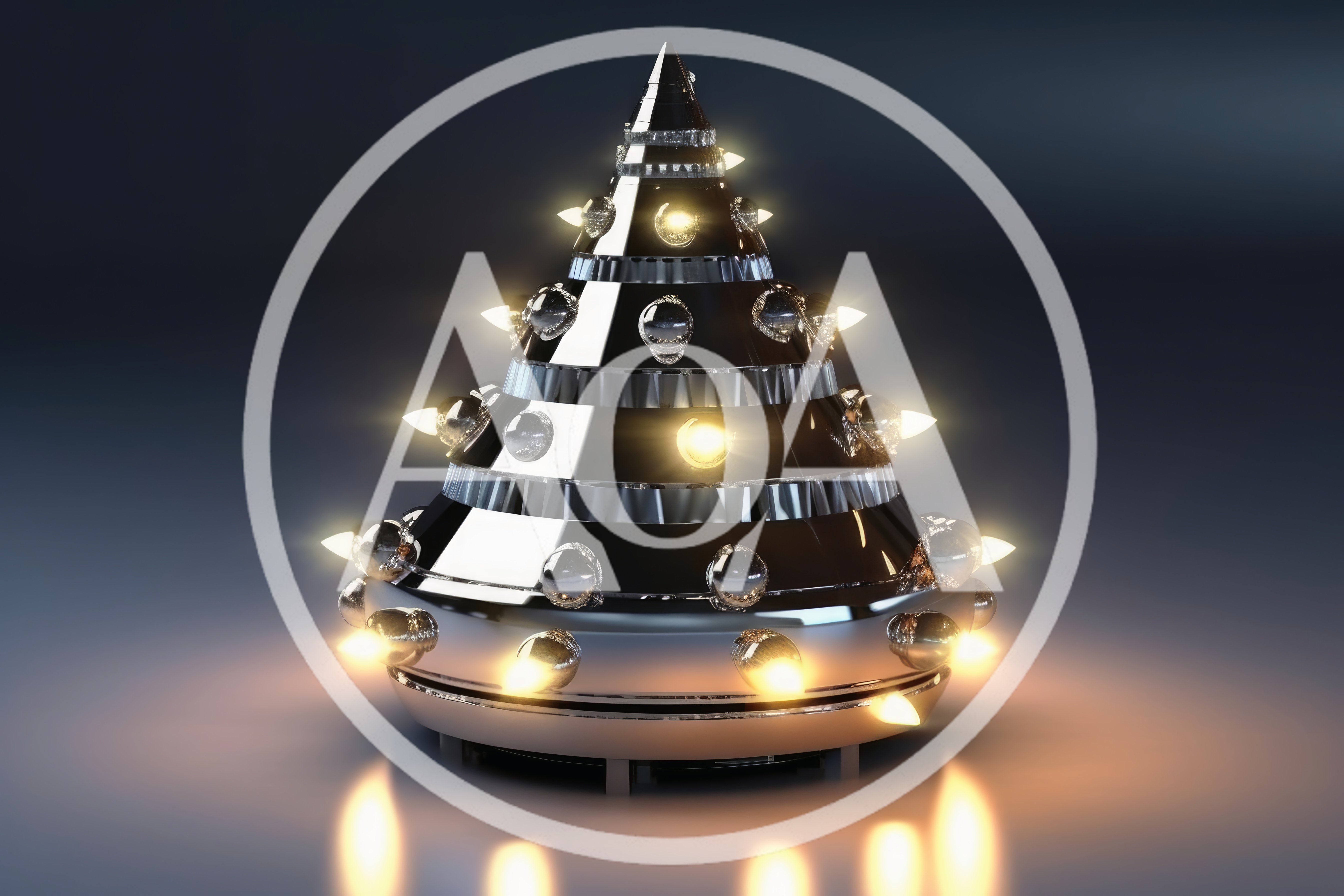 Modern Metallic Christmas Tree With Glowing Lights