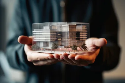 Architect Holding A Miniature Modern Building Model